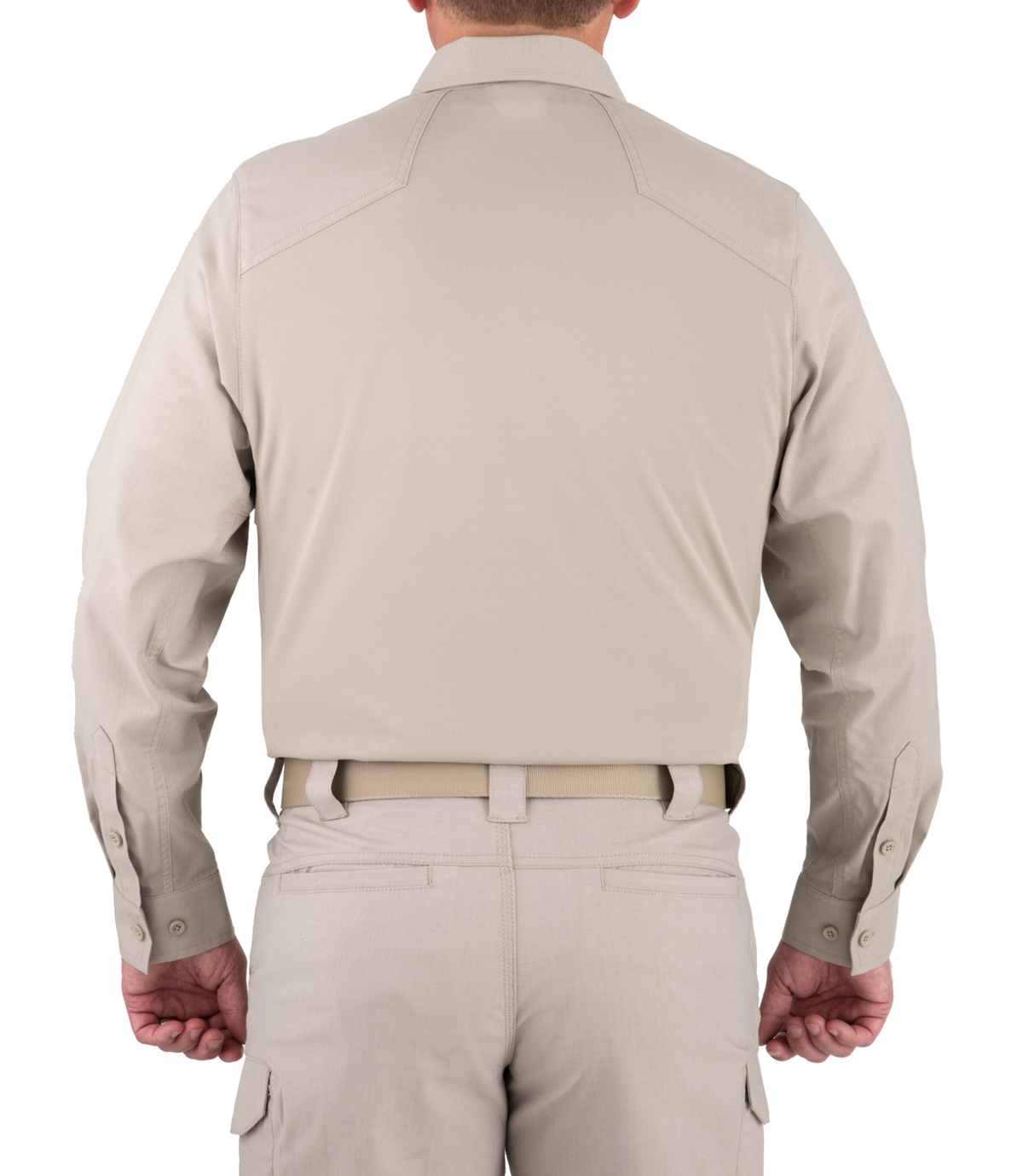 Back of Men's V2 Pro Performance Shirt in Silver Tan |color_silver tan