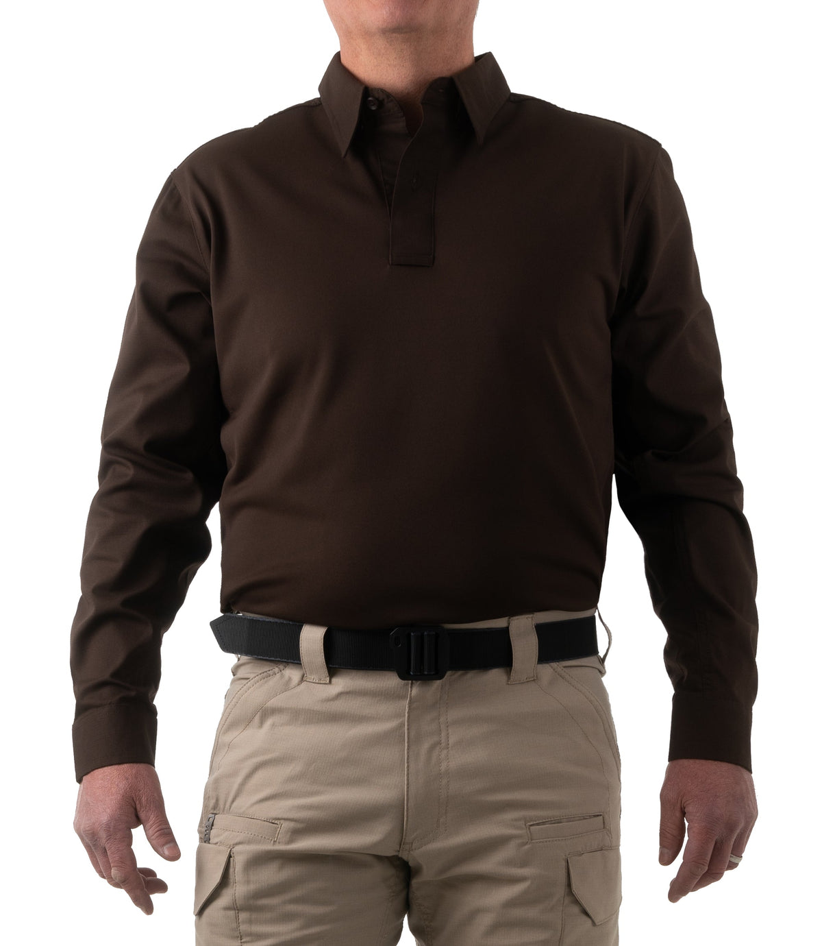 Front of Men's V2 Pro Performance Shirt in Kodiak Brown |color_kodiak brown