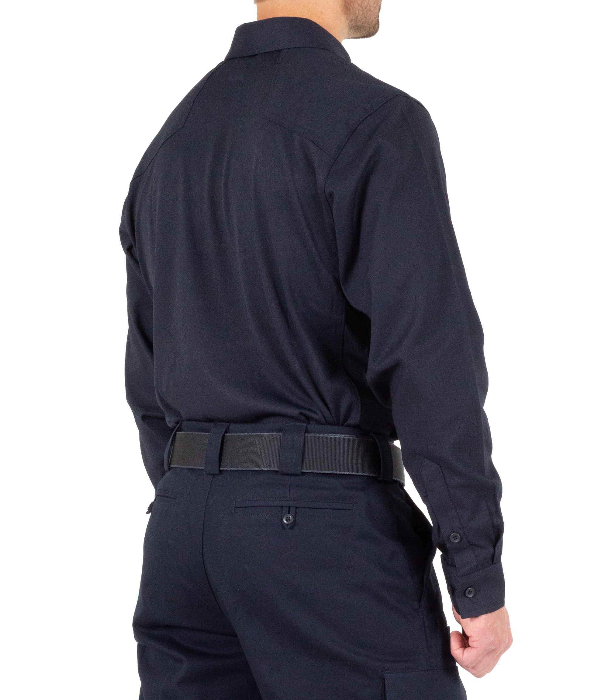 Side of Men's V2 Pro Performance Shirt in Midnight Navy |color_midnight navy