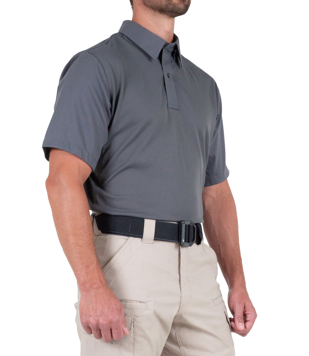 Side of Men's V2 Pro Performance Short Sleeve Shirt in Wolf Grey |color_wolf grey