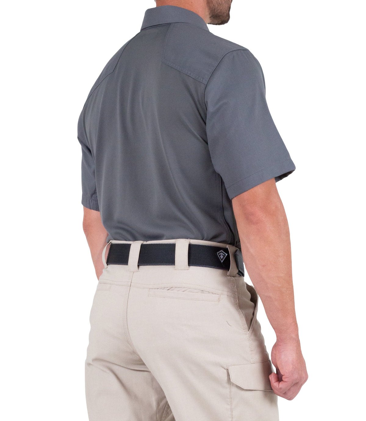 Side of Men's V2 Pro Performance Short Sleeve Shirt in Wolf Grey |color_wolf grey
