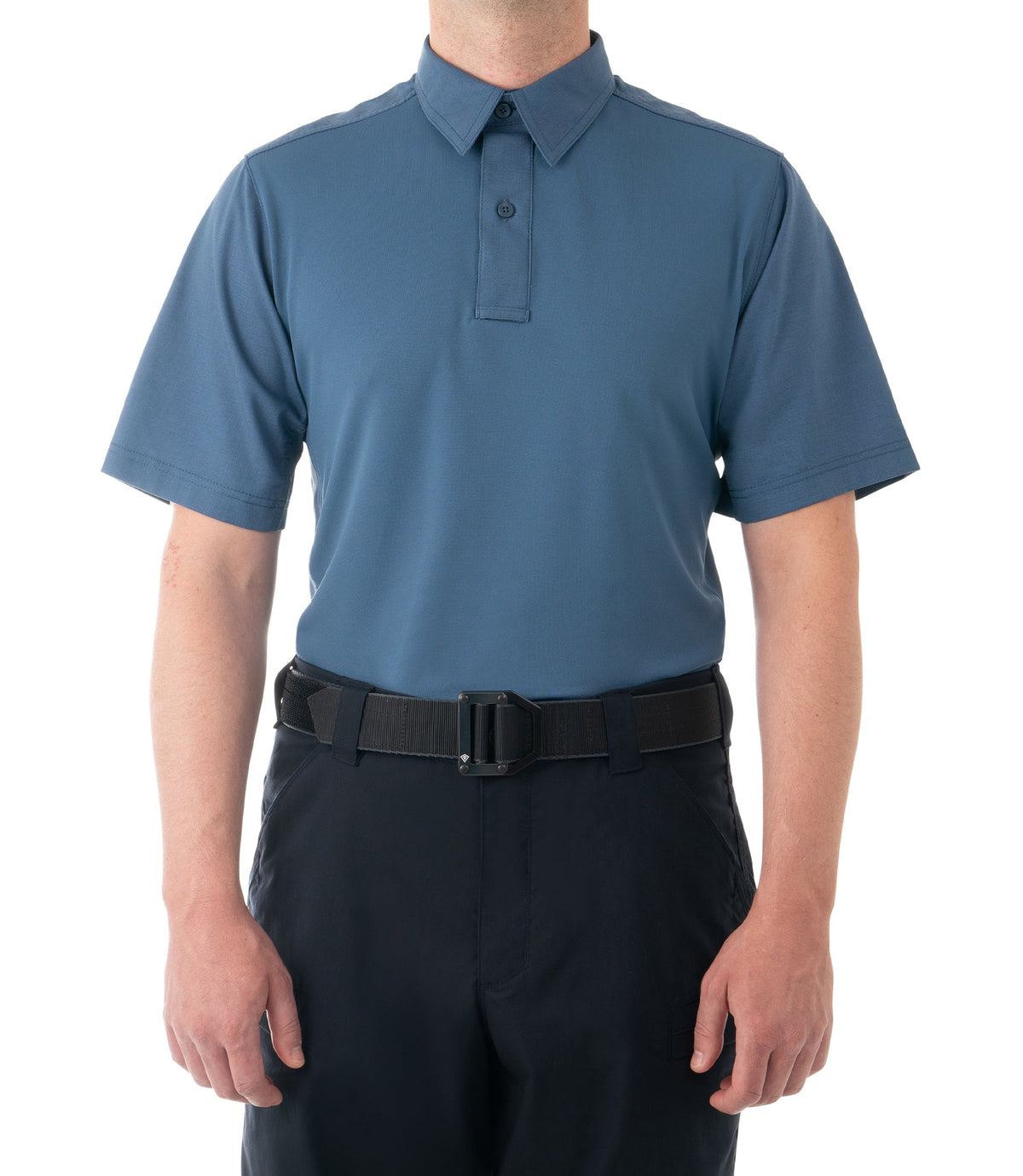 Front of Men's V2 Pro Performance Short Sleeve Shirt in French Blue |color_french blue