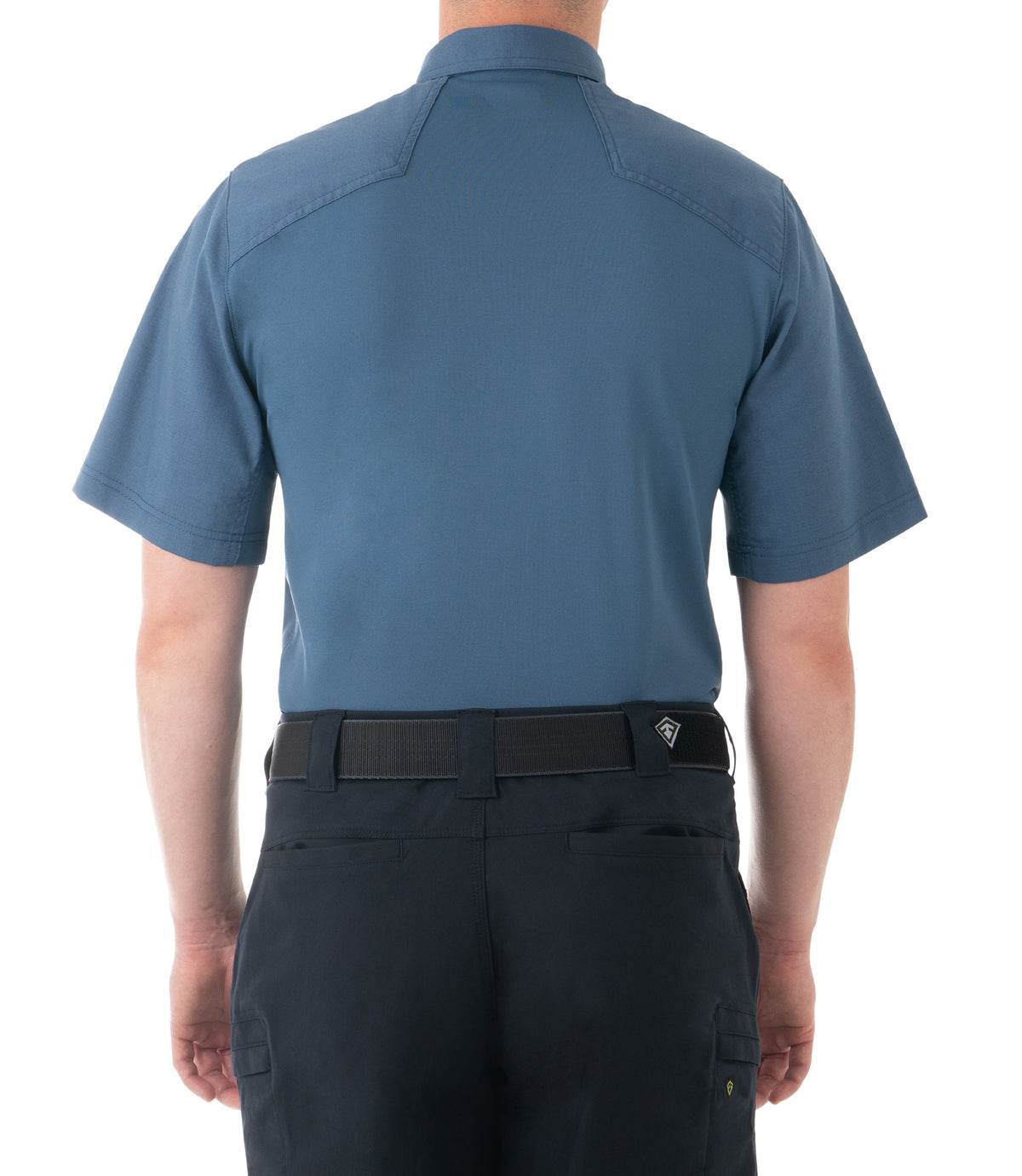 Back of Men's V2 Pro Performance Short Sleeve Shirt in French Blue |color_french blue