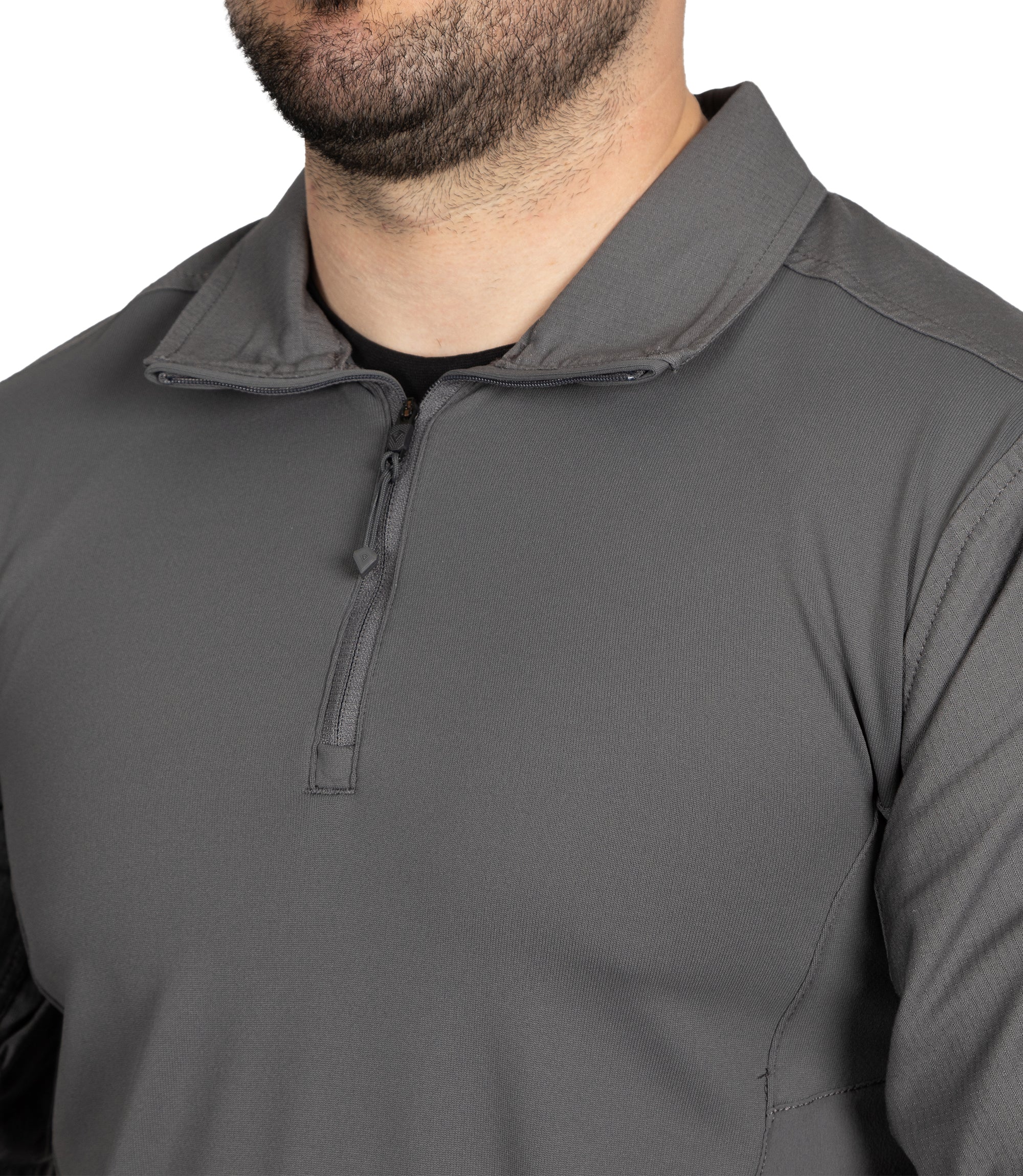Front of Men's Defender Short Sleeve Shirt in Wolf Grey |color_wolf grey