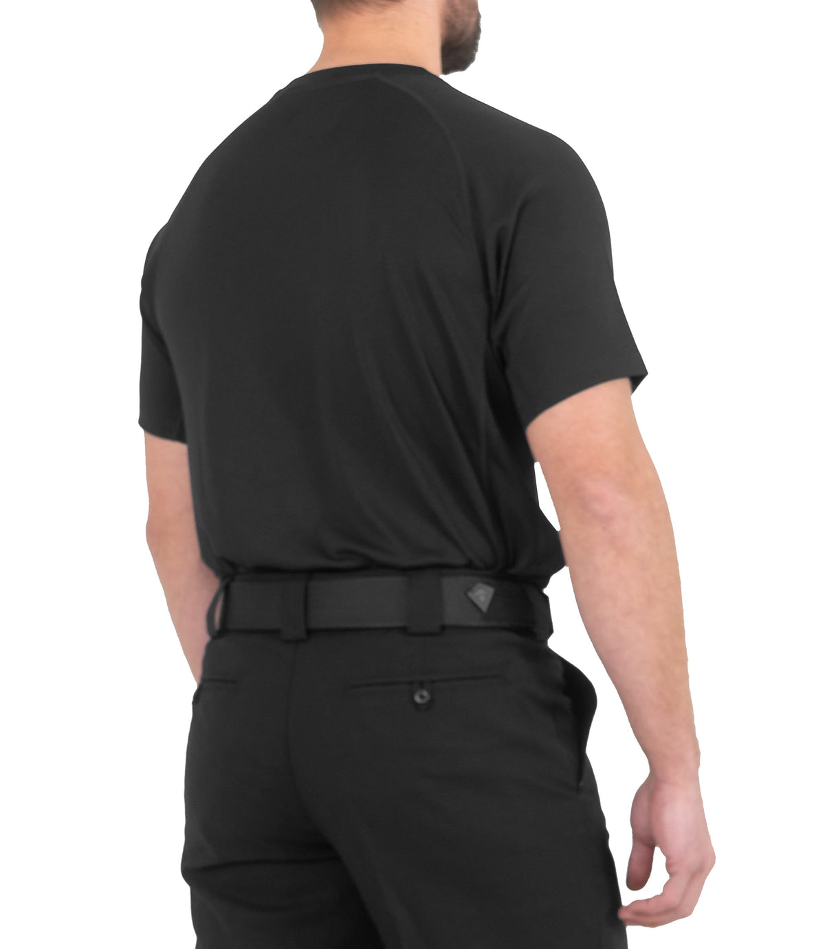 Side of Mens Performance Short Sleeve T-Shirt in Black |color_black