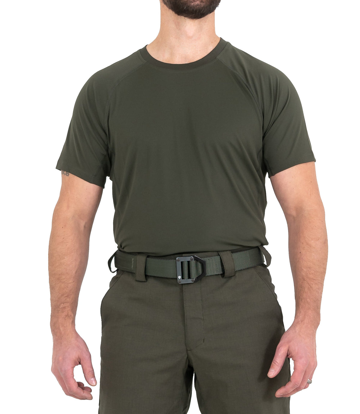 Front of Mens Performance Short Sleeve T-Shirt in OD Green |color_od green