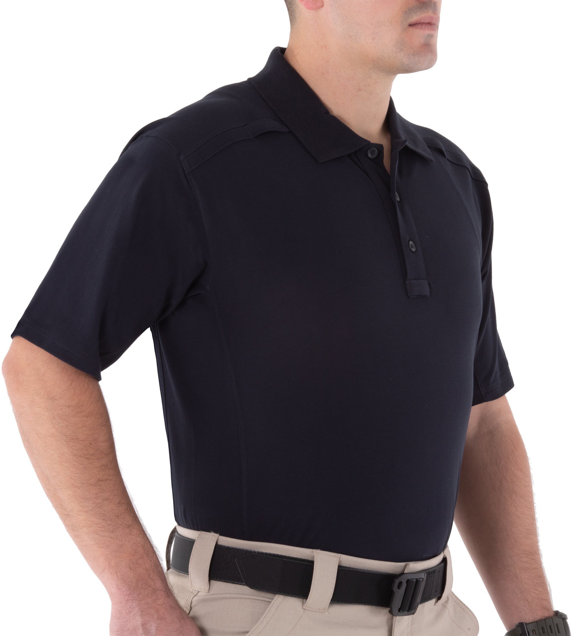 Front of Men's Cotton Short Sleeve Polo in Midnight Navy |color_midnight navy
