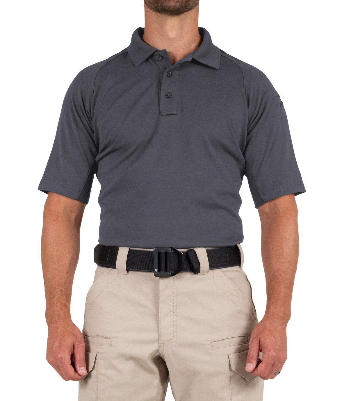 Front of Men's Performance Short Sleeve Polo in Asphalt |color_asphalt