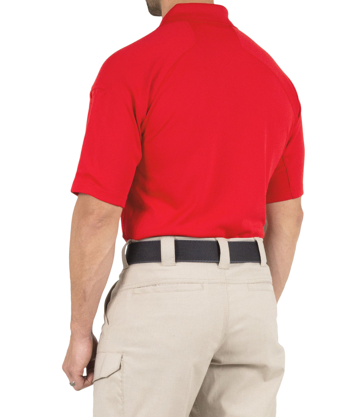 Side of Men's Performance Short Sleeve Polo in Red |color_red
