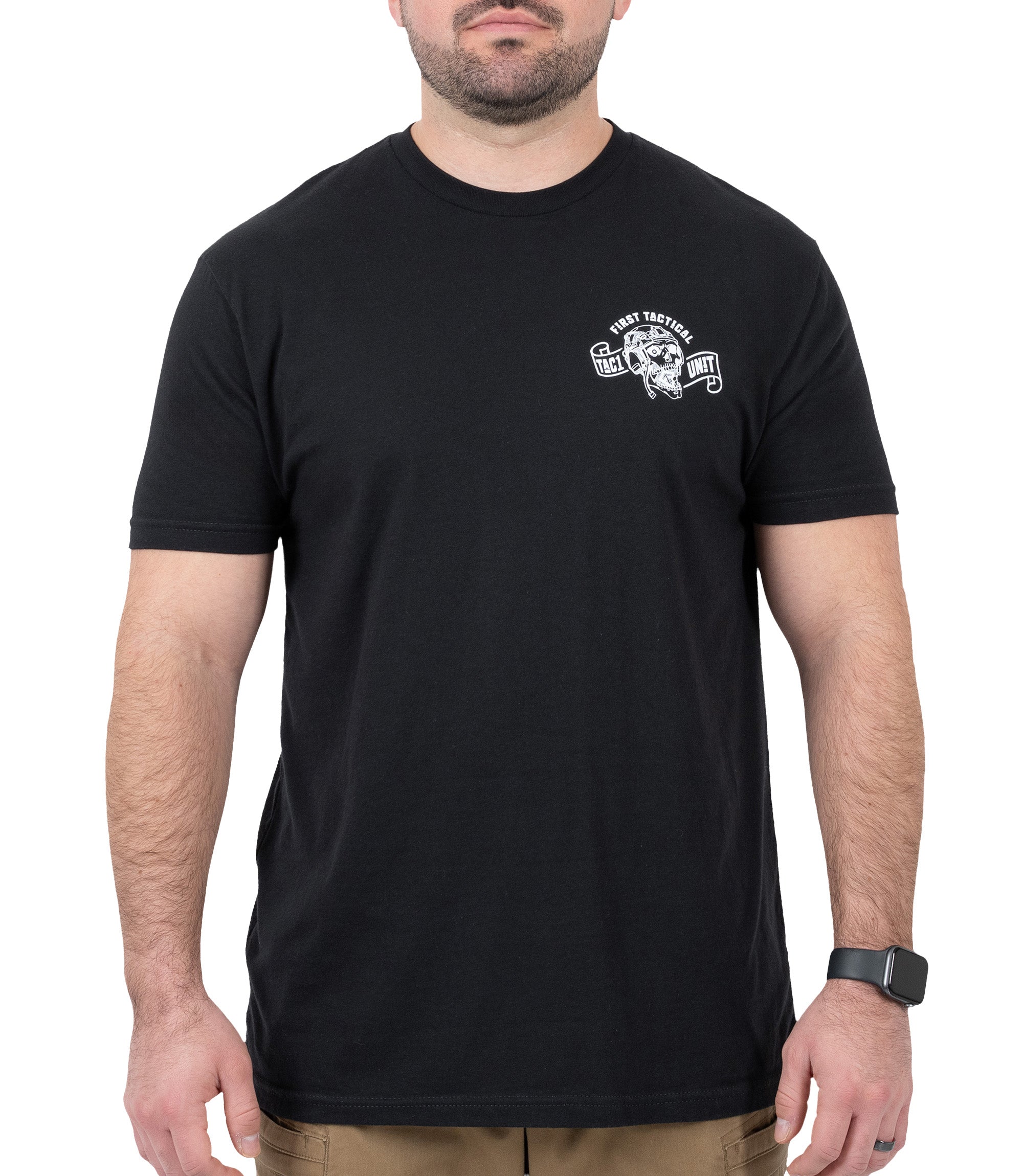 Front view of Stay Alert, Stay Alive t-shirt in color black|color_black