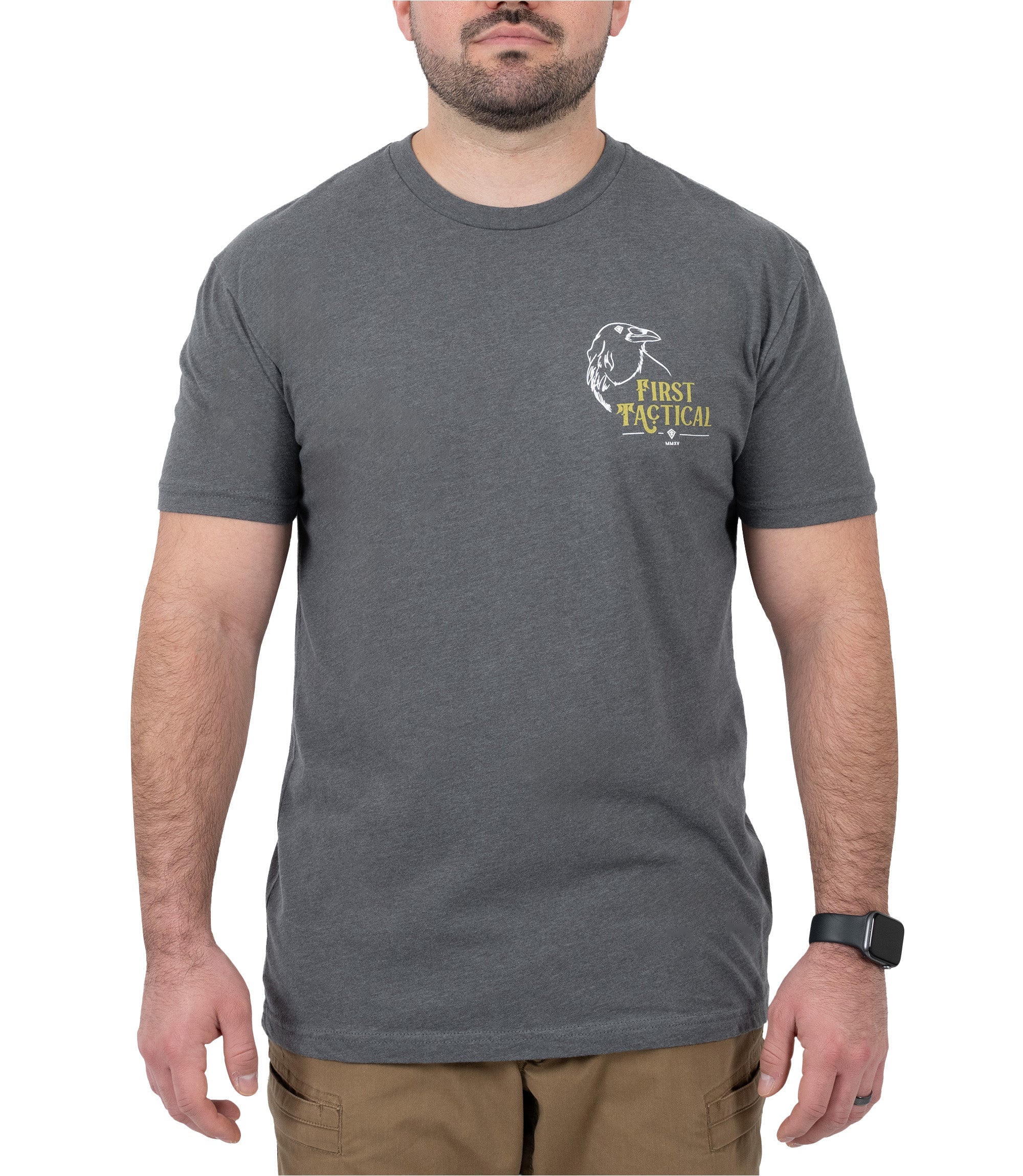 Front view of Swift Response T-shirt in color Heather Gray |color_heather grey