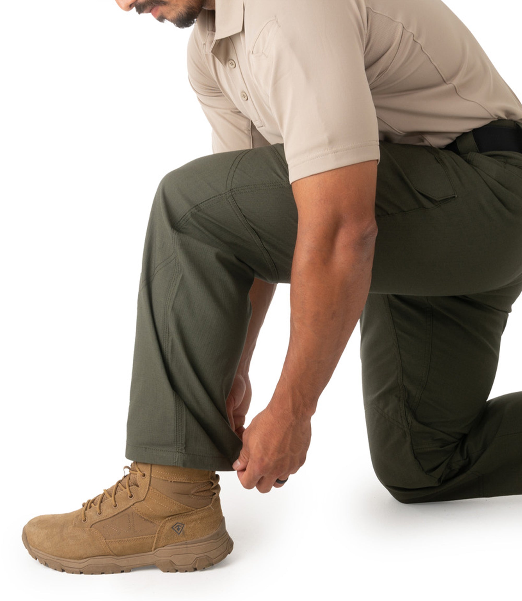 Kneeling of Mens V2 Tactical Pants in OD Green |color_od green