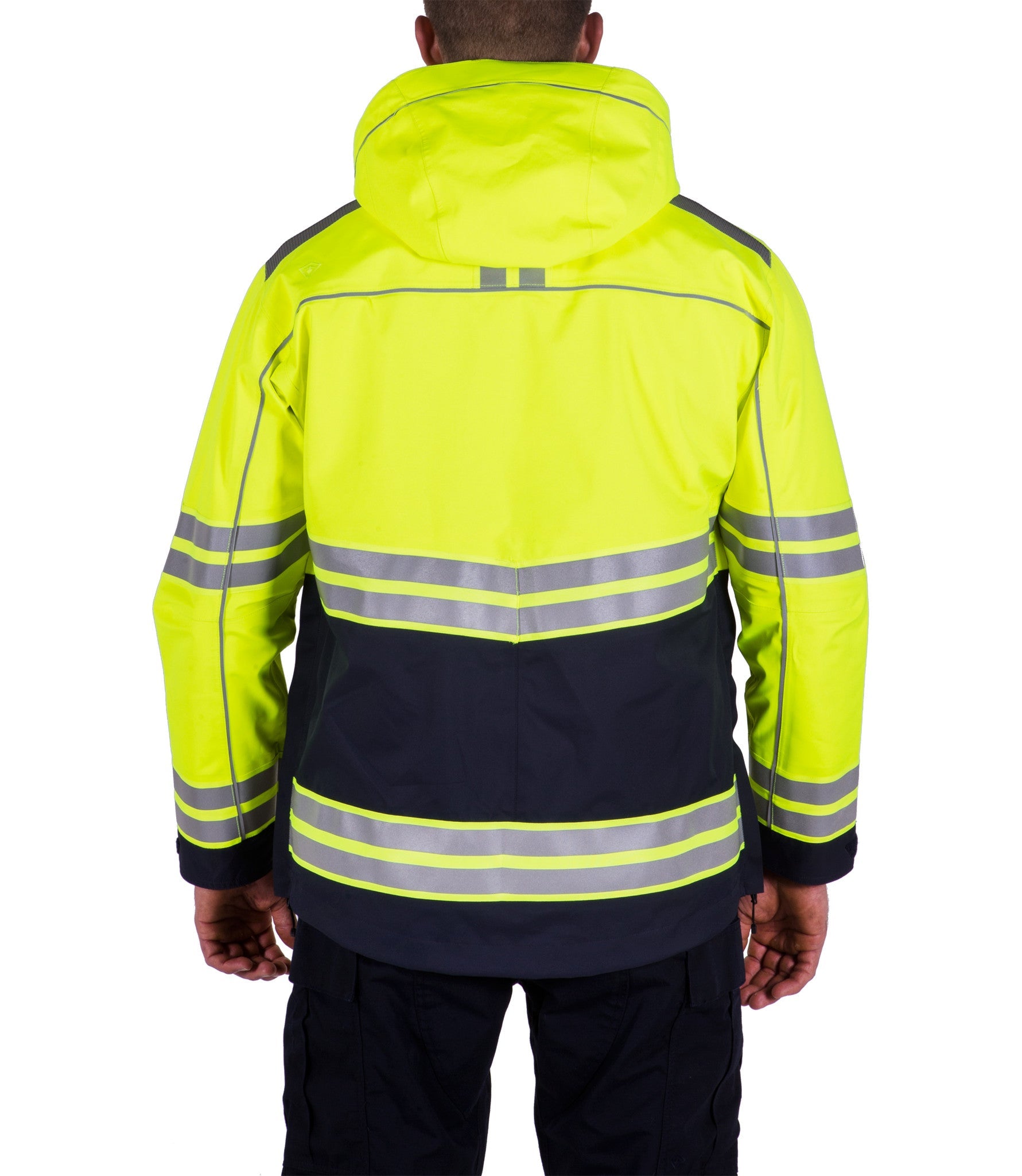 Back of Men's Tactix High-Vis Parka in Midnight Navy |color_midnight navy