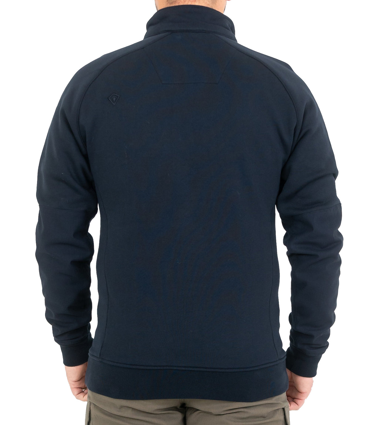Back of Mens Cotton Job Shirt Quarter Zip in Midnight Navy |color_midnight navy