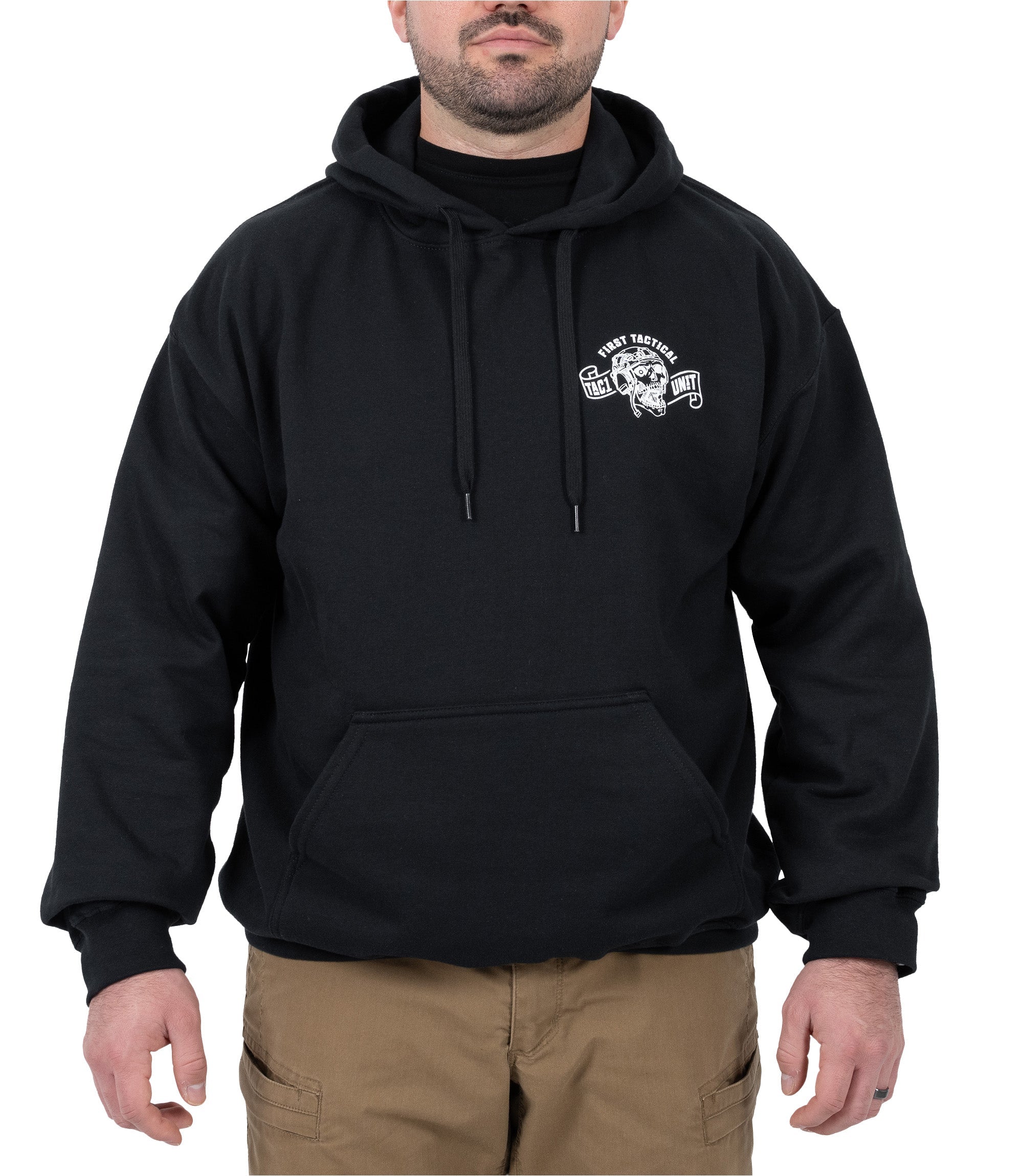 Front view of Stay Alert Stay Alive Hoodie in color black|color_black