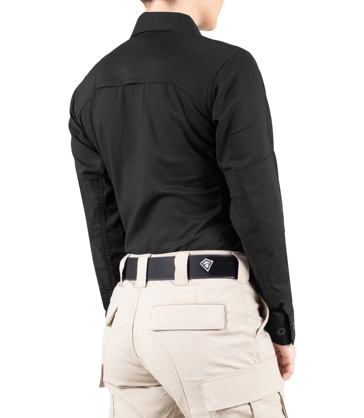 Side of Women's V2 BDU Long Sleeve Shirt in Black |color_black