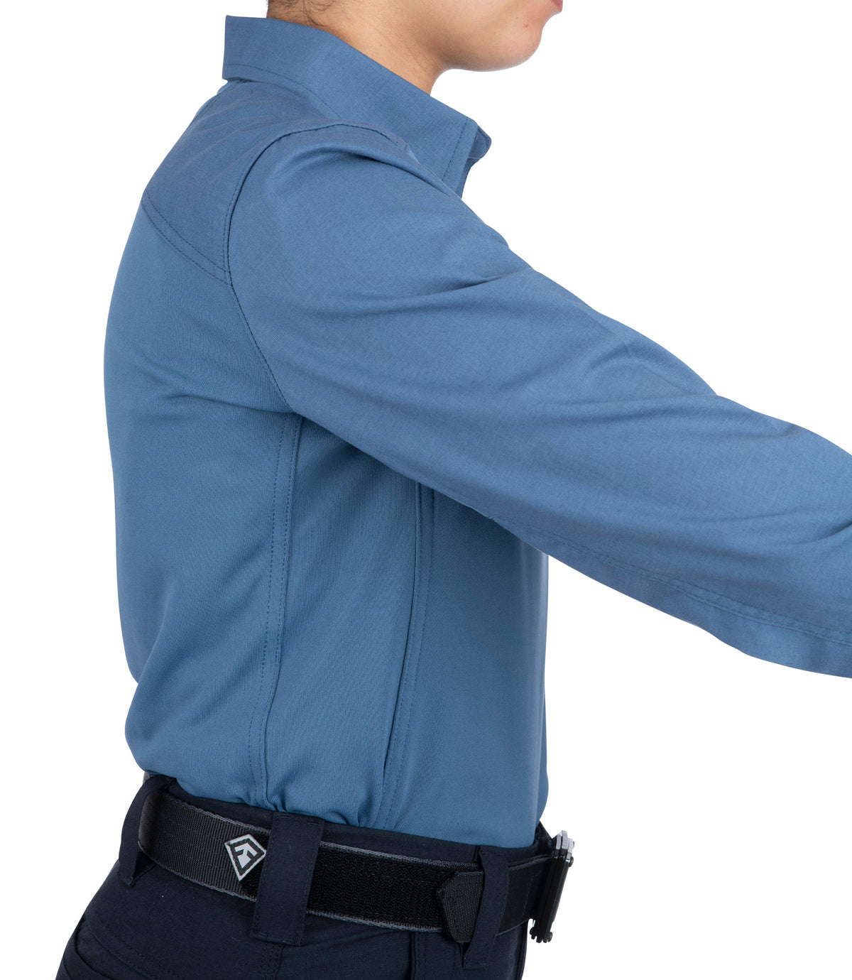 Side arm extended down of Women's V2 Pro Performance Shirt in French Blue |color_french blue