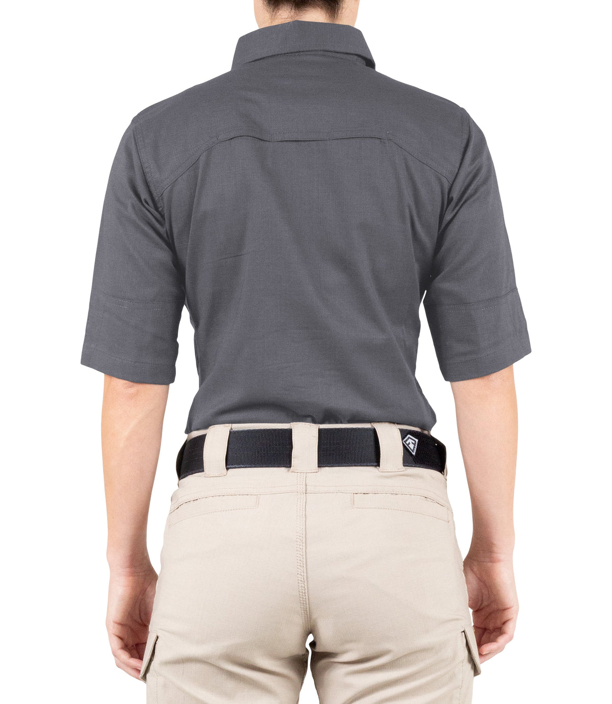 Back of Women's V2 Tactical Short Sleeve Shirt in Wolf Grey |color_wolf grey