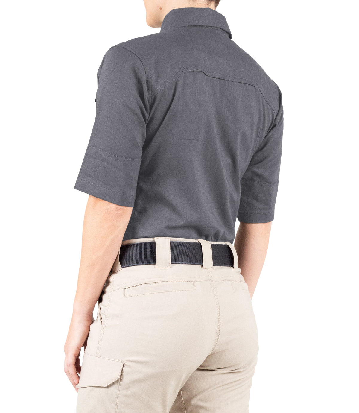 Side of Women's V2 Tactical Short Sleeve Shirt in Wolf Grey |color_wolf grey