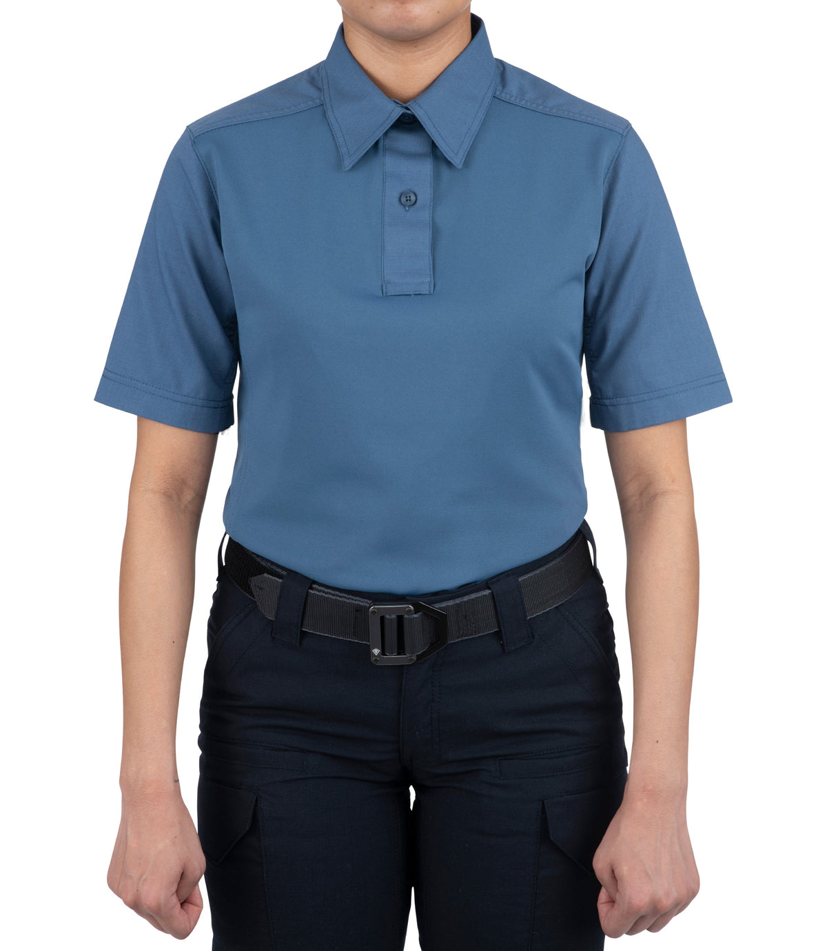 Front of Women's V2 Pro Performance Short Sleeve Shirt in French Blue |color_french blue