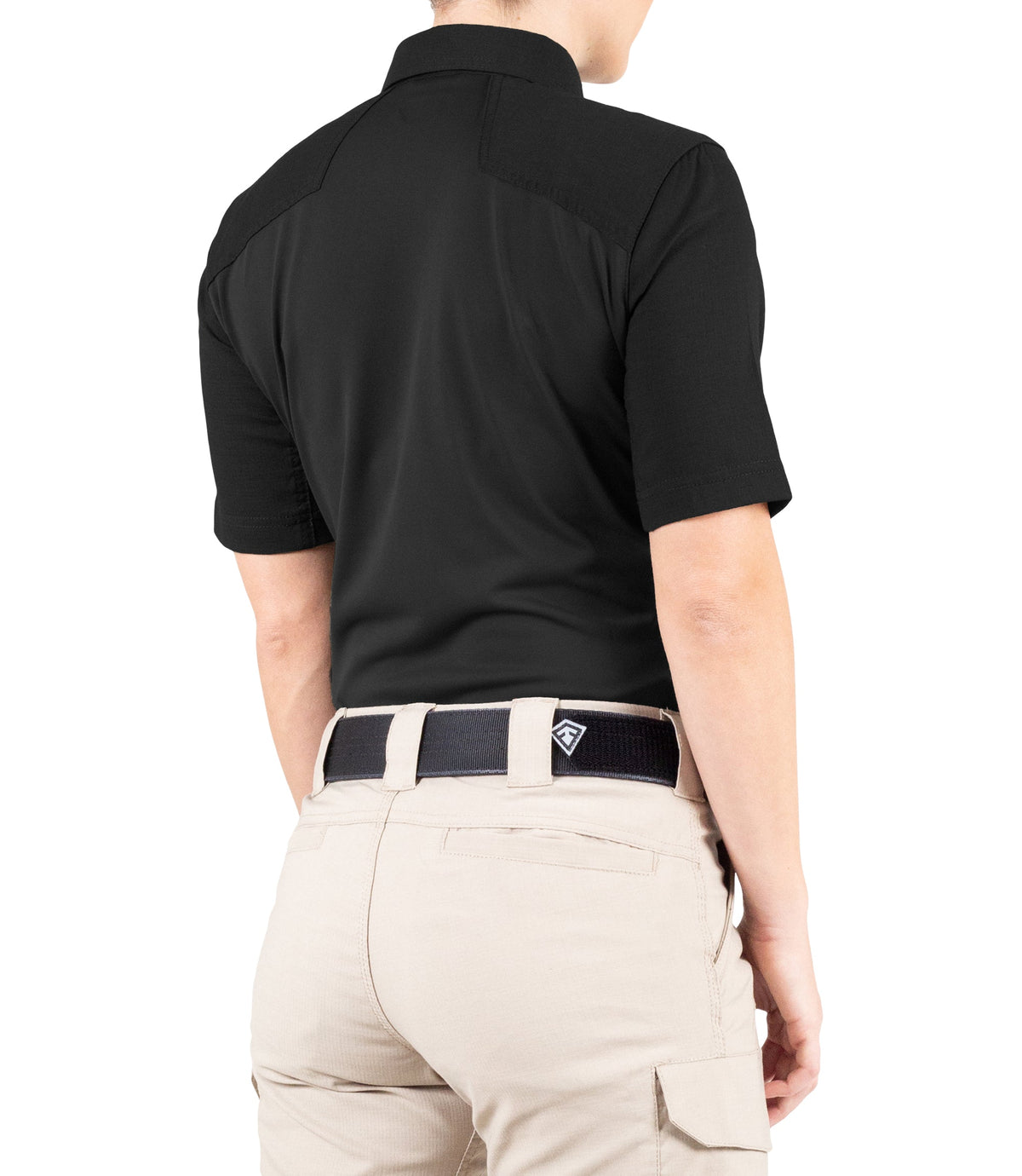 Side of Women's V2 Pro Performance Short Sleeve Shirt in Black |color_black
