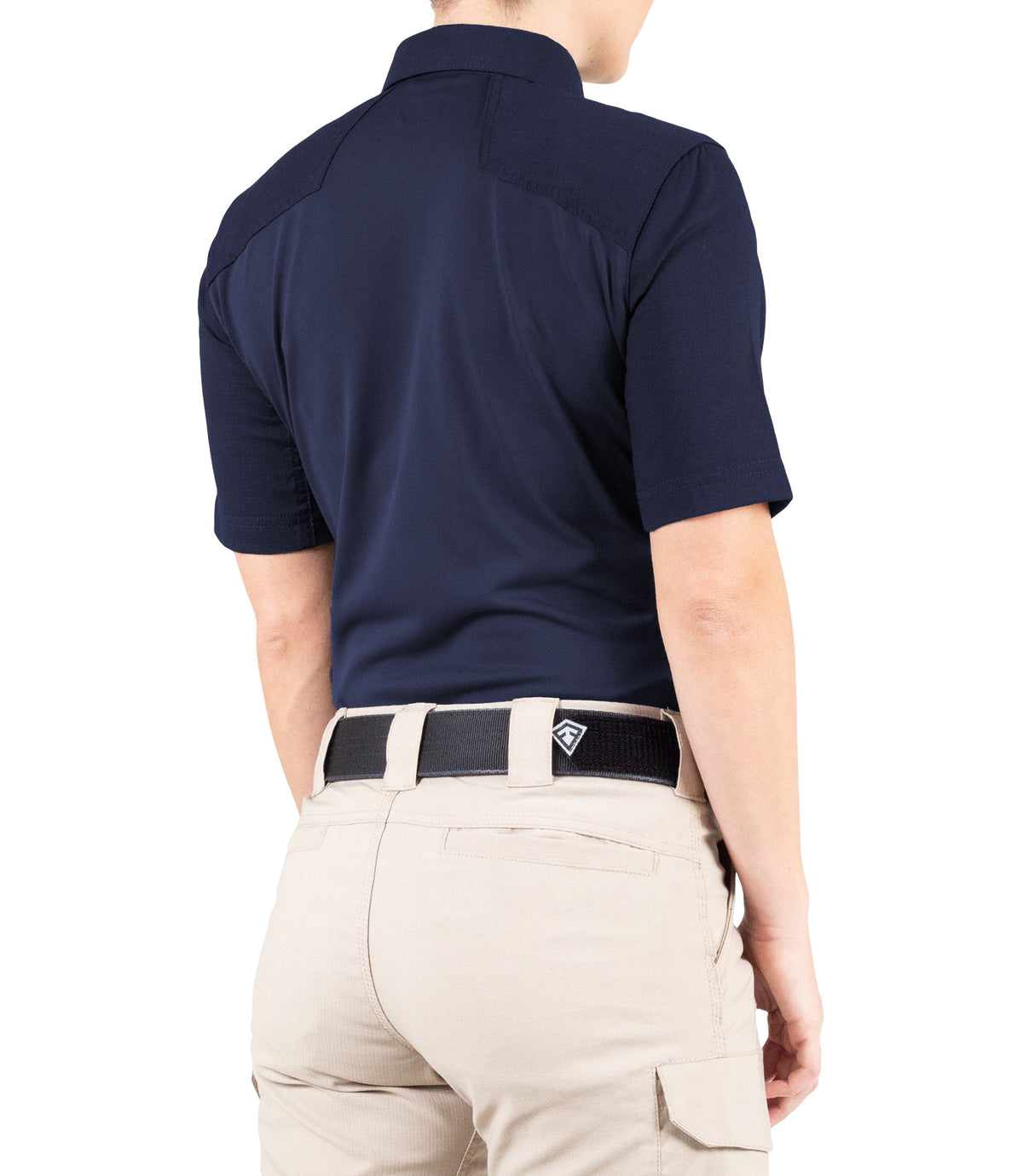 Side of Women's V2 Pro Performance Short Sleeve Shirt in Midnight Navy |color_midnight navy