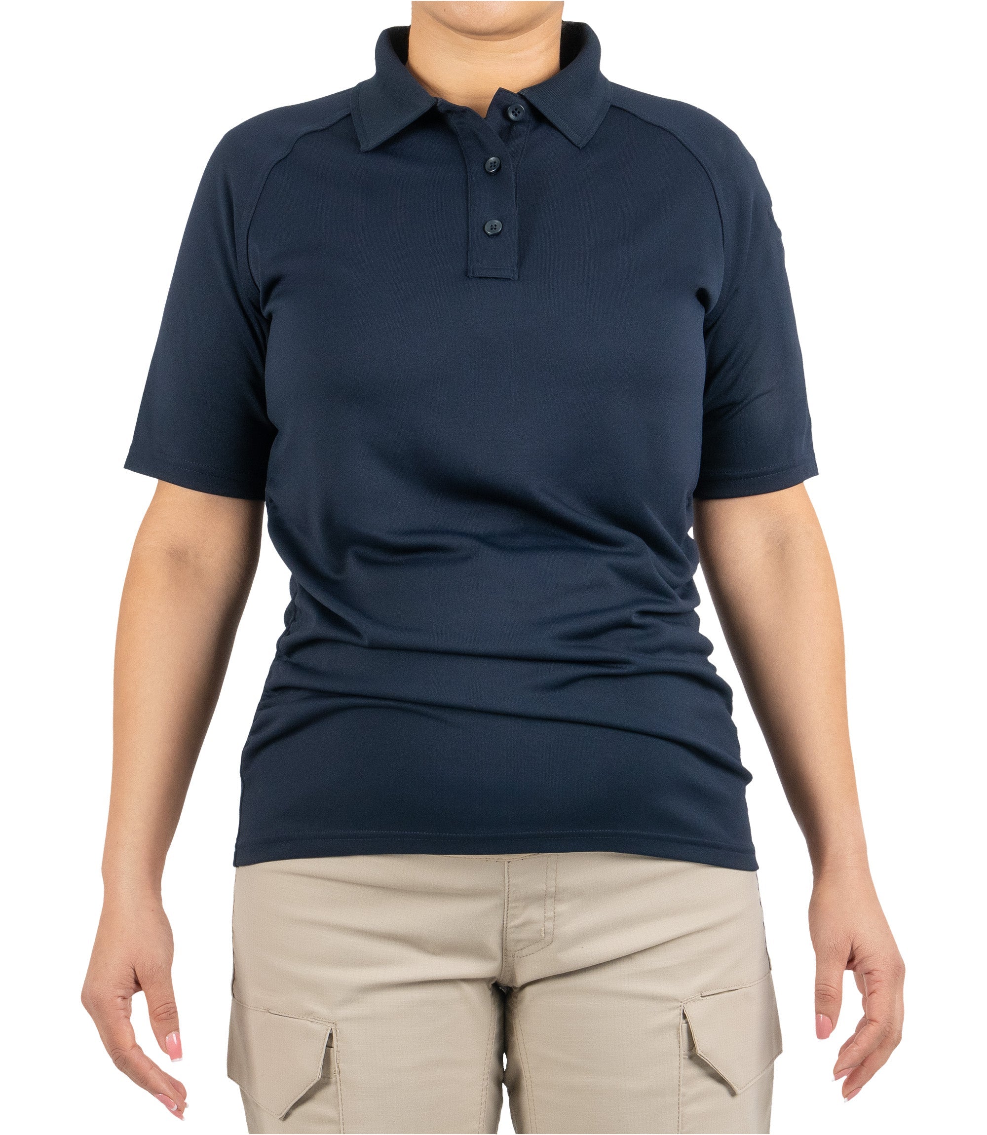 Front view of Women's Maternity Polo in Midnight Navy|color_Midnight Navy