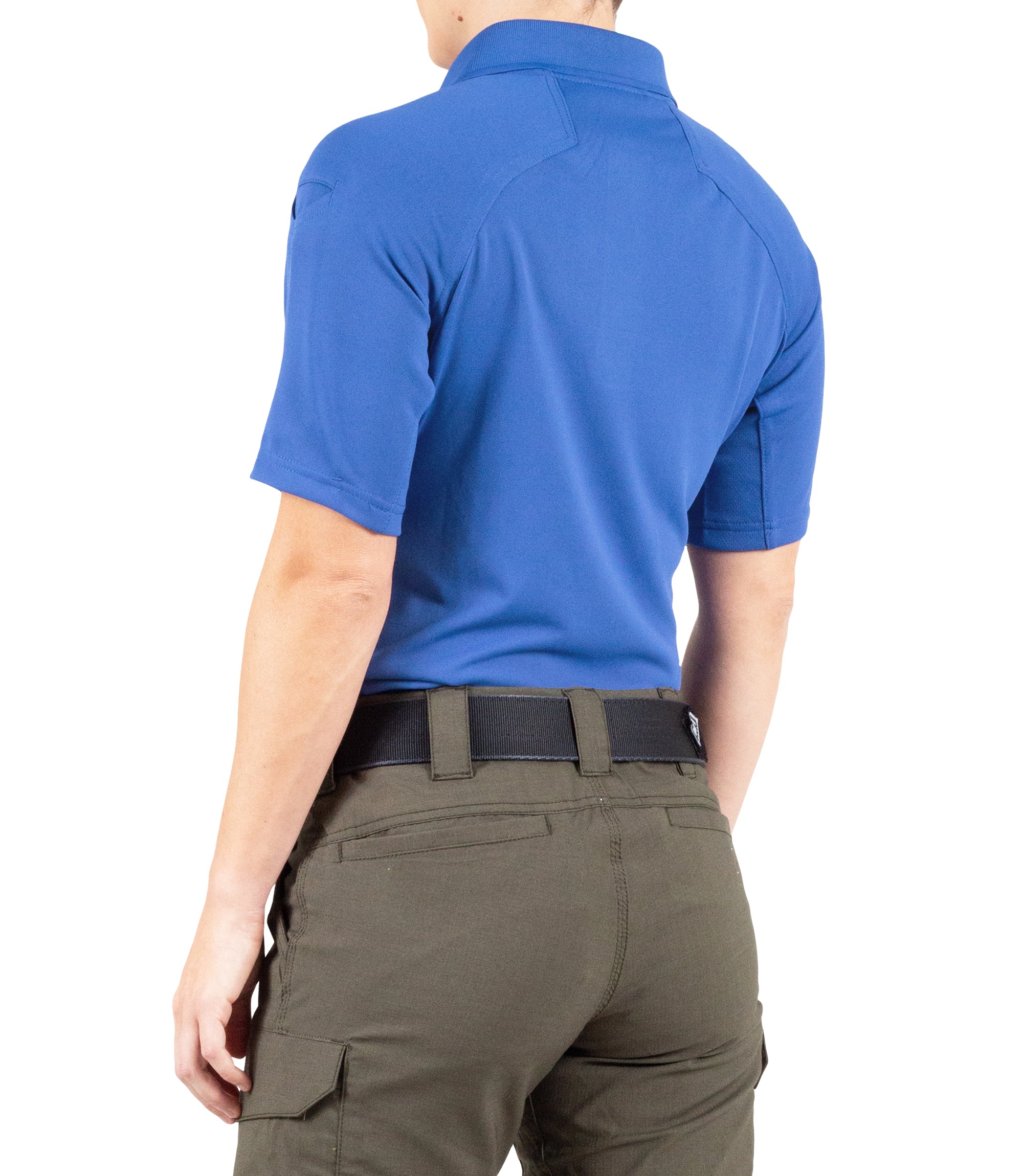 Side of Women's Performance Short Sleeve Polo in Academy Blue |color_academy blue
