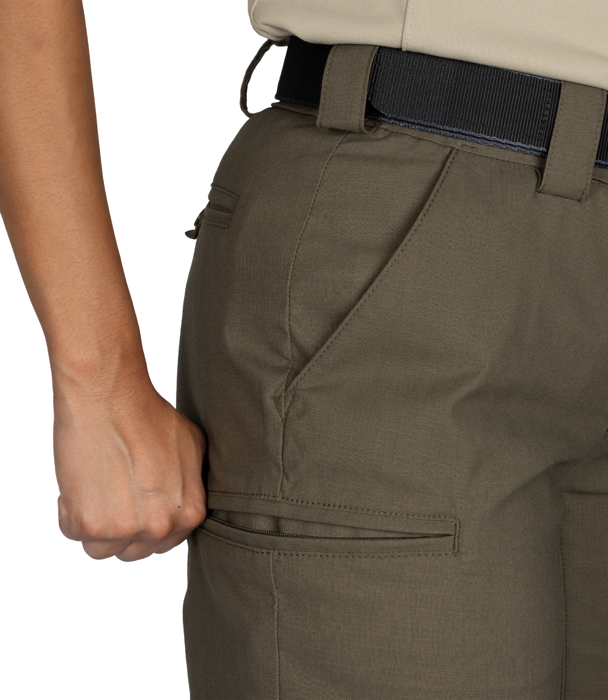 Side Pocket of Women's V2 PRO DUTY 6 Pocket Pant in Ranger Green |color_ranger green