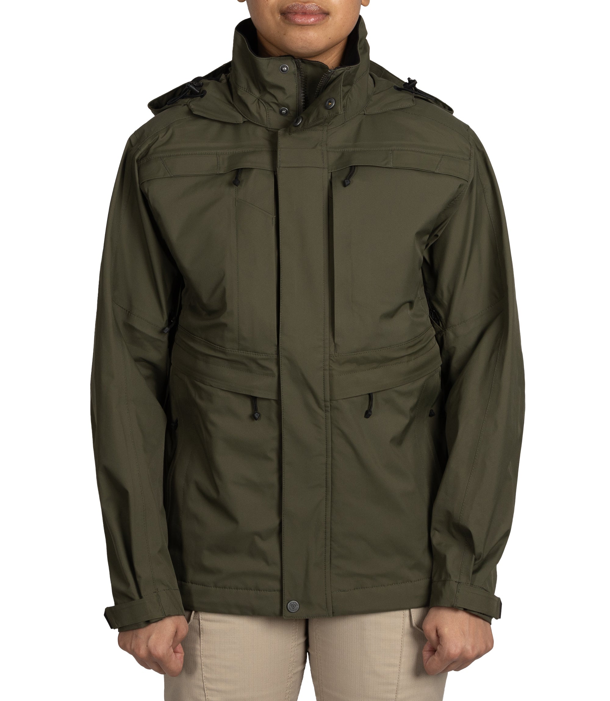 Front view of Womens Tactix 3-In-1 System Parka in OD Green|color_od green