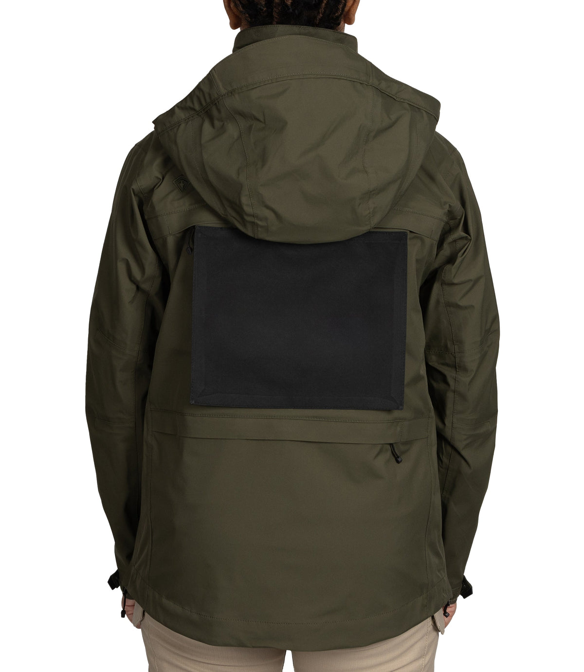 Back view with pull-out panel of Womens Tactix 3-In-1 System Parka in OD Green|color_od green