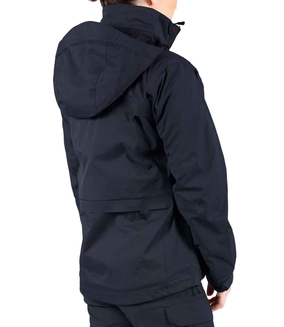 Right back side view of Womens Tactix 3-In-1 System Parka in Midnight Navy|color_midnight navy