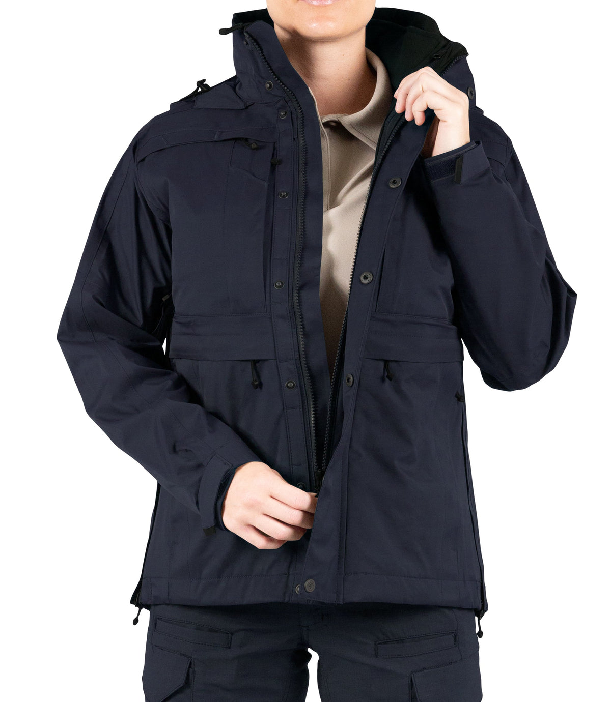 Zipper of Womens Tactix 3-In-1 System Parka in Midnight Navy|color_midnight navy