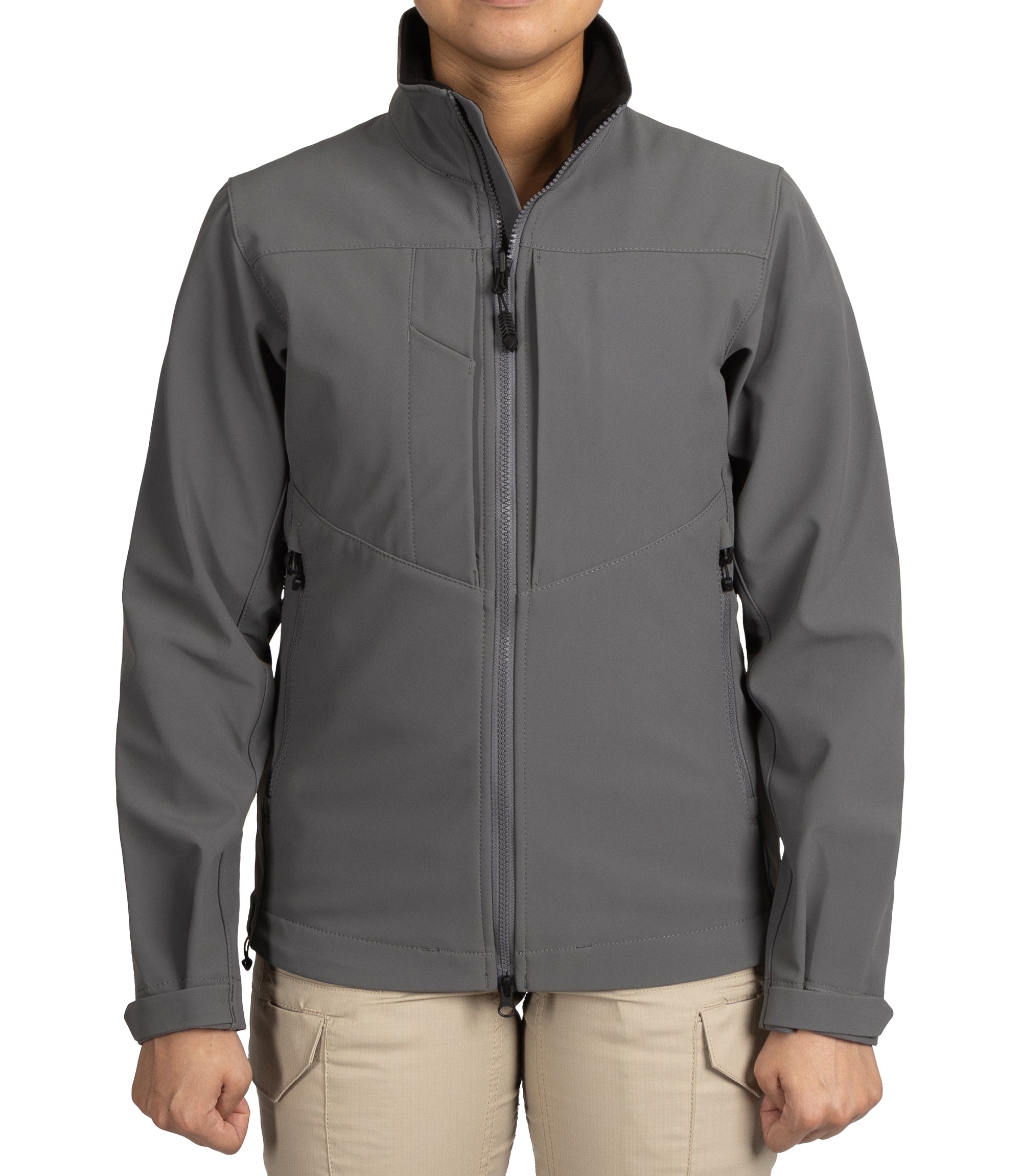 Front view of Womens Tactix Softshell Jacket in Wolf Grey|color_wolf grey