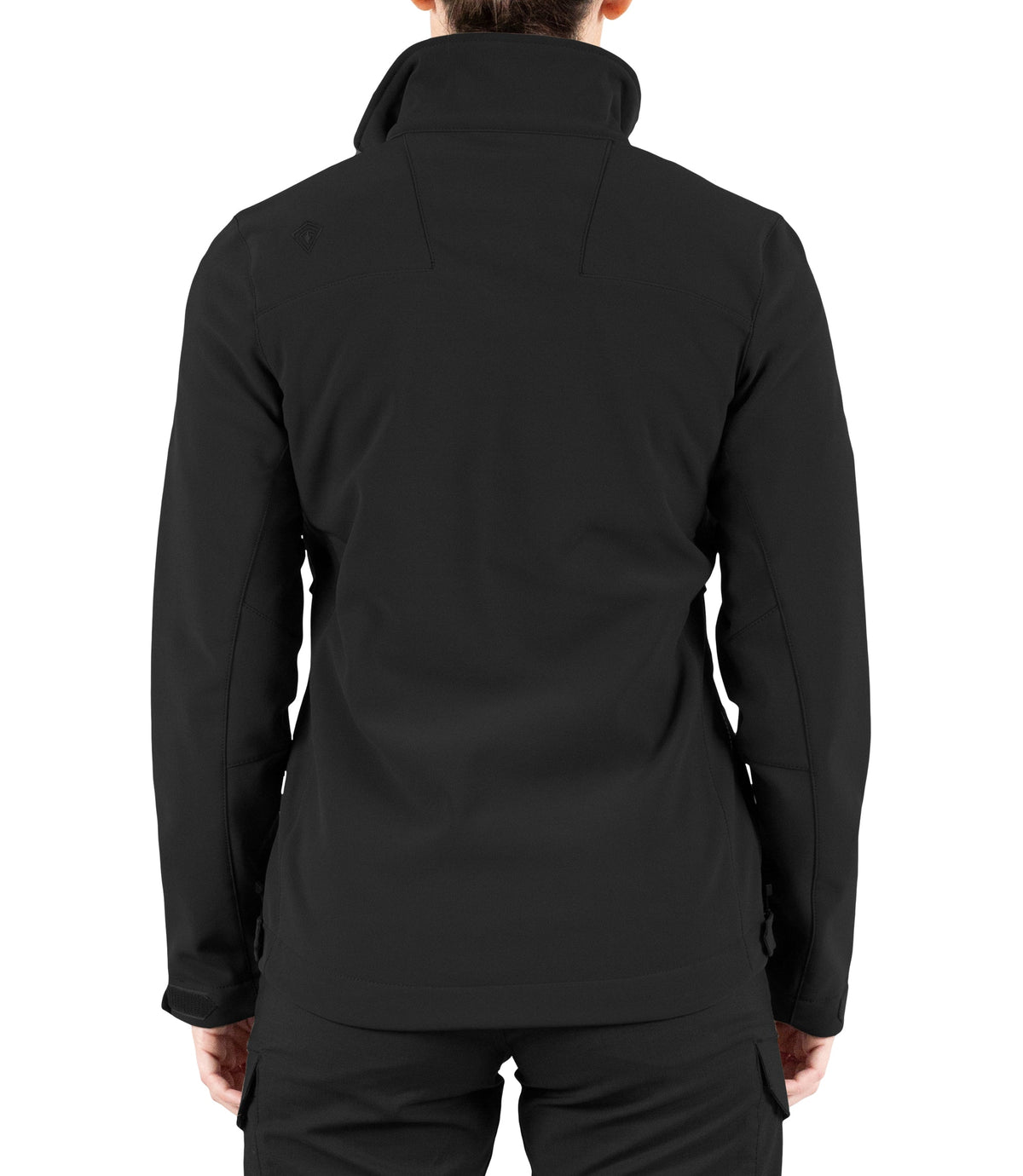Back of Womens Tactix Softshell Jacket in Black|color_black