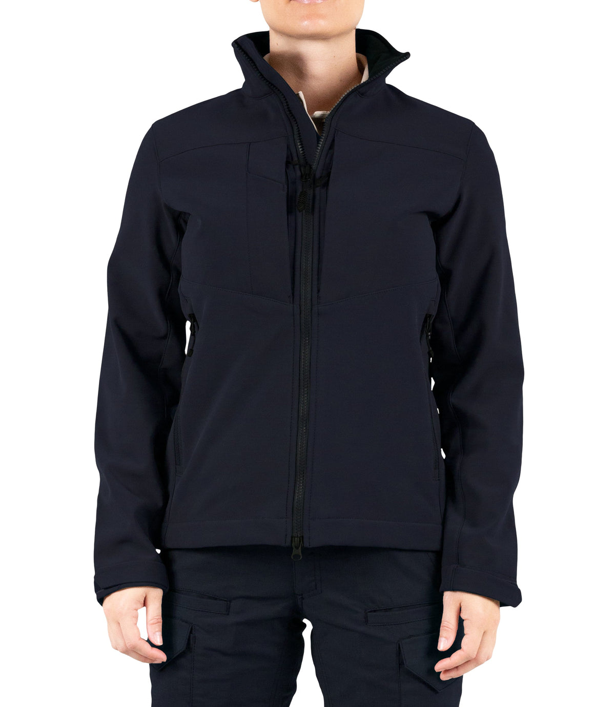 Front of Womens Tactix Softshell Jacket in Midnight Navy|color_midnight navy