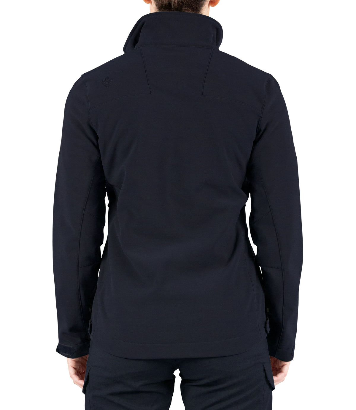 Back of Womens Tactix Softshell Jacket in Midnight Navy|color_midnight navy