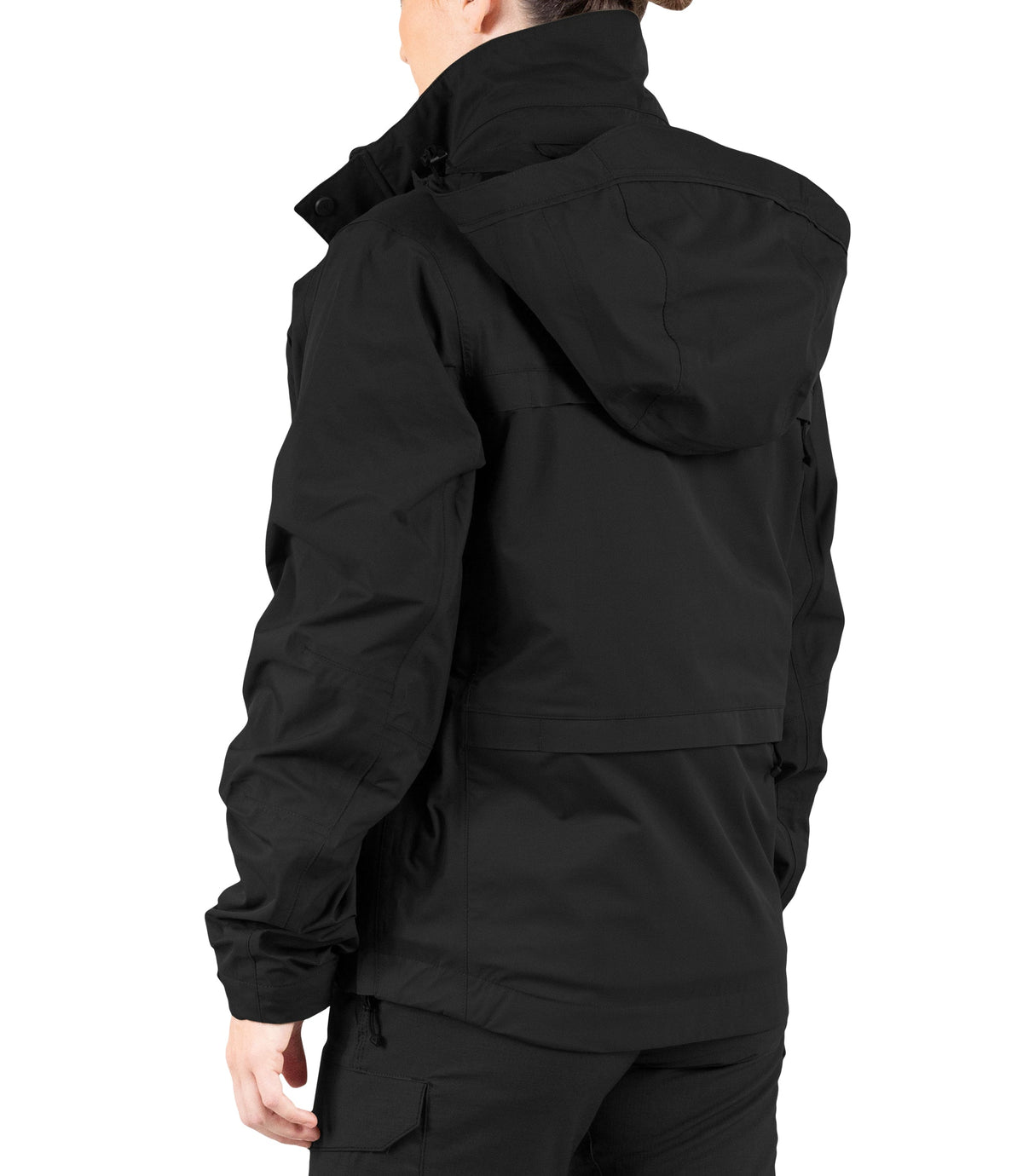 Left back side view of Womens Tactix 3-In-1 System Jacket in Black|color_black