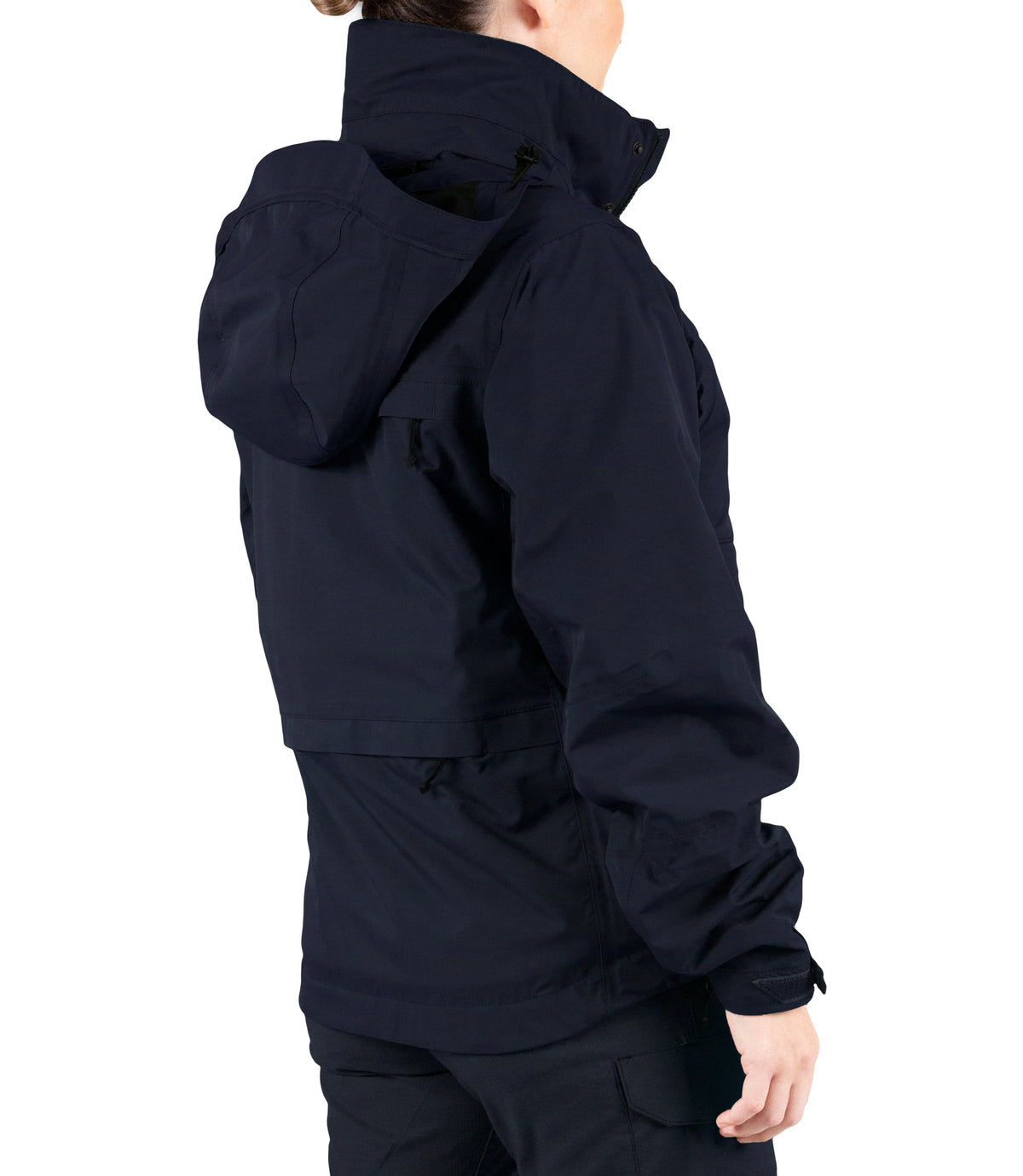 Right back side view of Womens Tactix 3-In-1 System Jacket in Midnight Navy|color_midnight navy