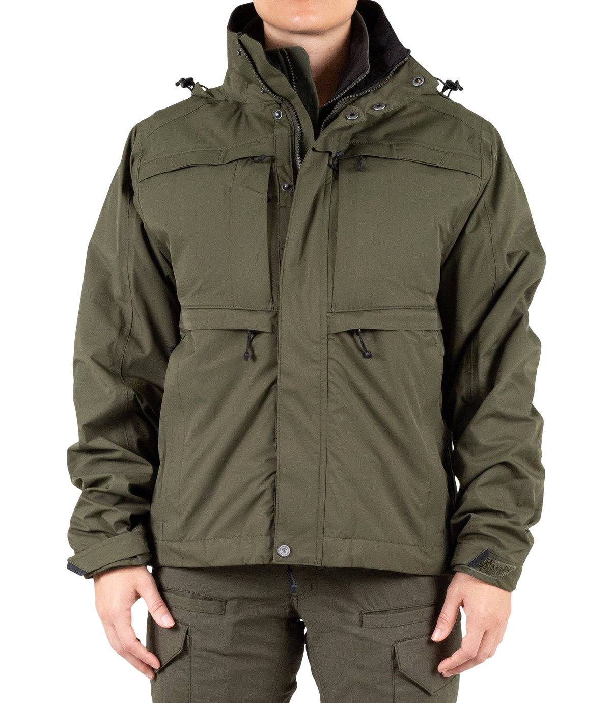 Front view of Womens Tactix 3-In-1 System Jacket in OD Green|color_od green