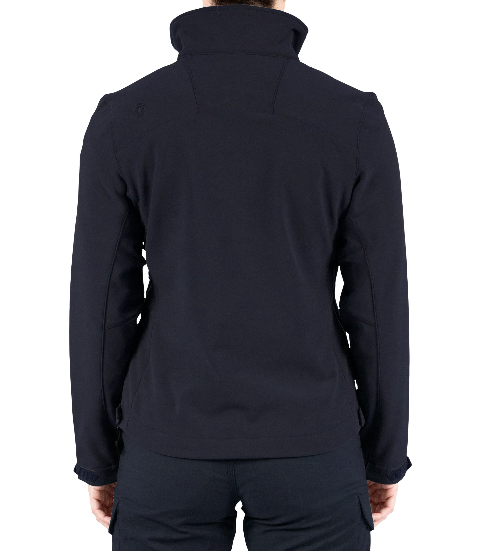 Back view of Womens Tactix Softshell Jacket in Midnight Navy|color_midnight navy