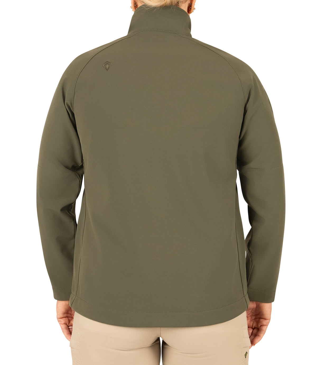 Back view of Women's Tactix Softshell Pullover in color OD Green |color_od green