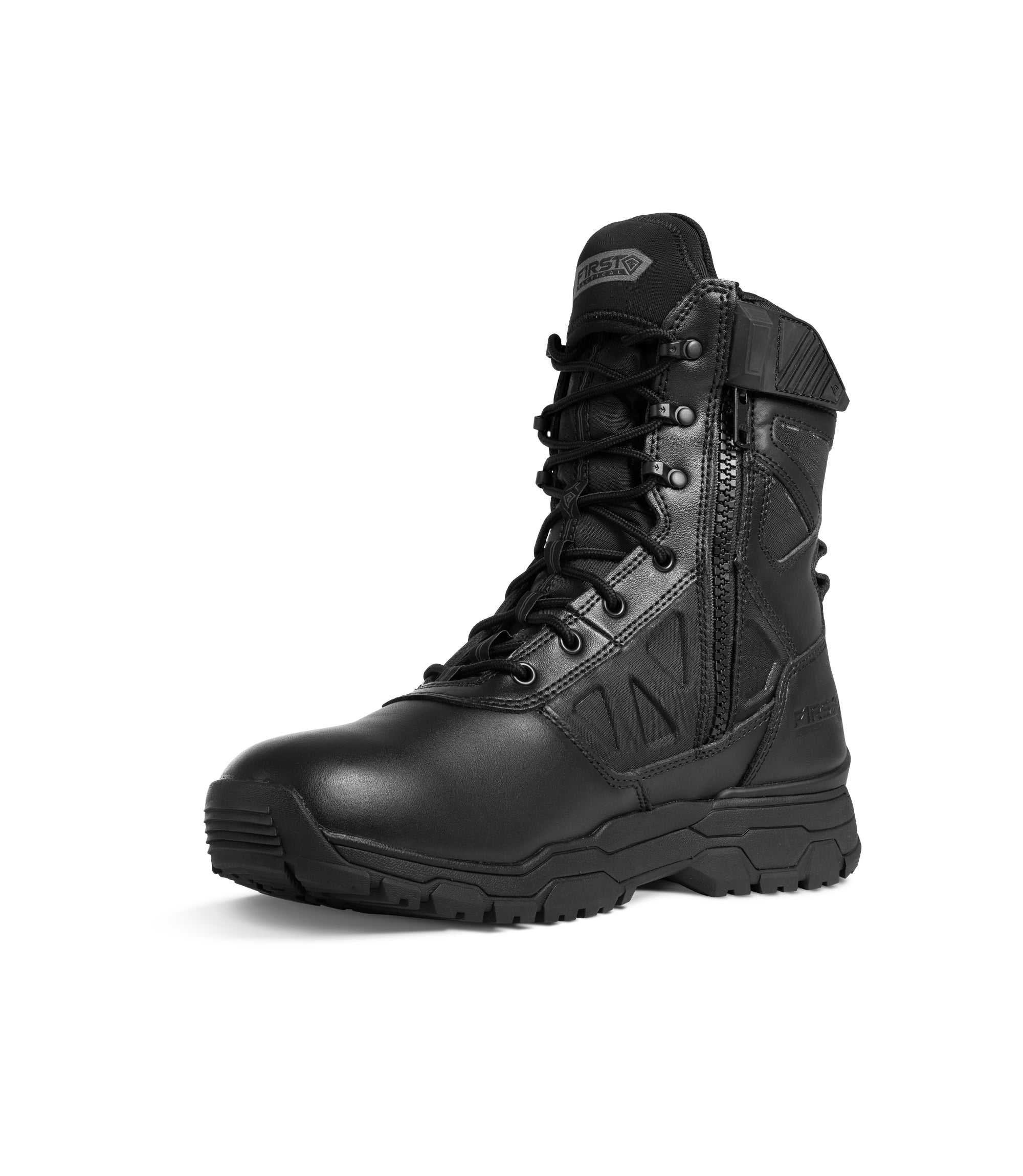 1/4 angle left view of Men's Urban Operator H?O Side-Zip Boot in color black|color_black