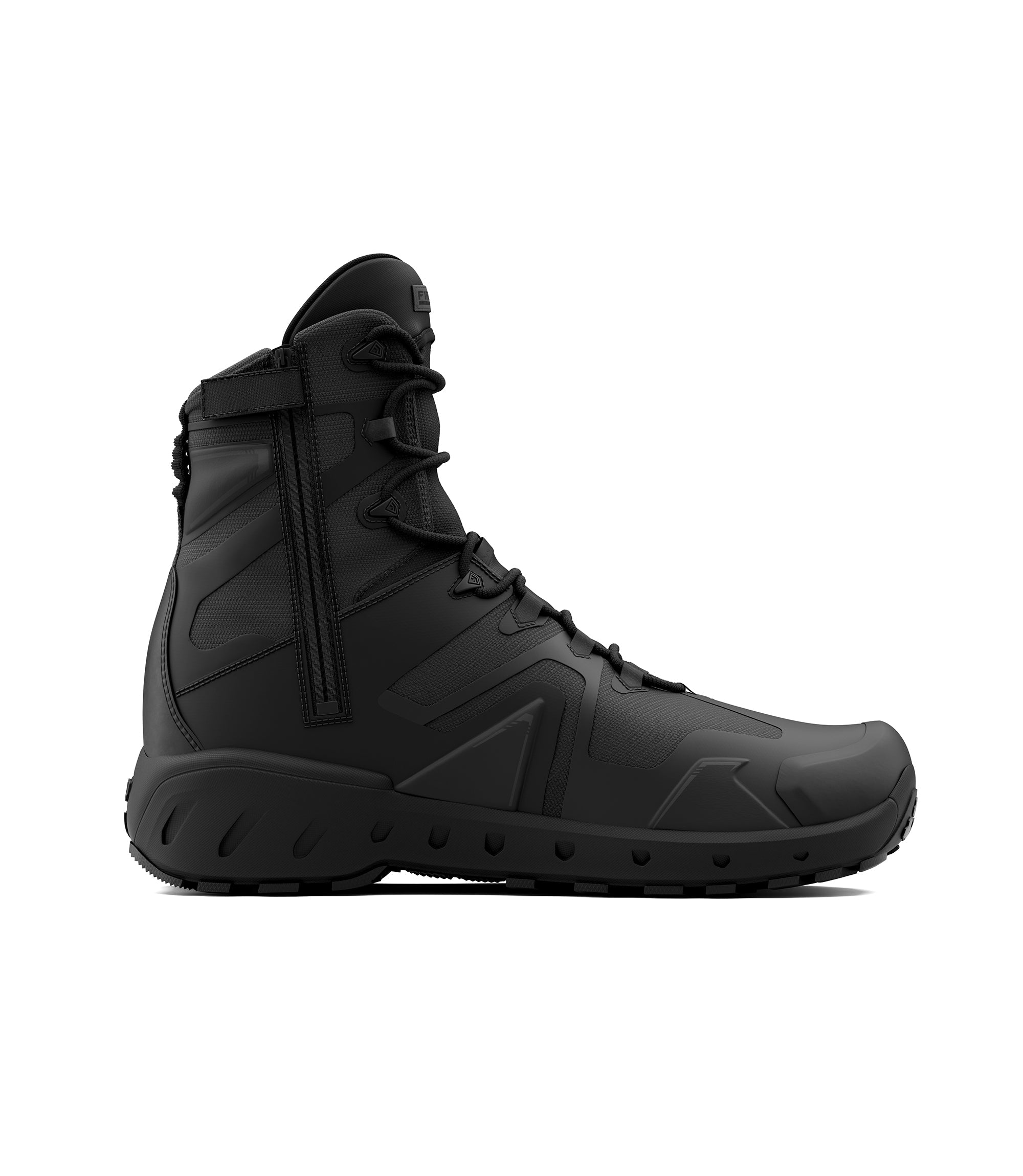 Side view photo of Men's 8" AERO-TAC Side-Zip boot in black|color_black