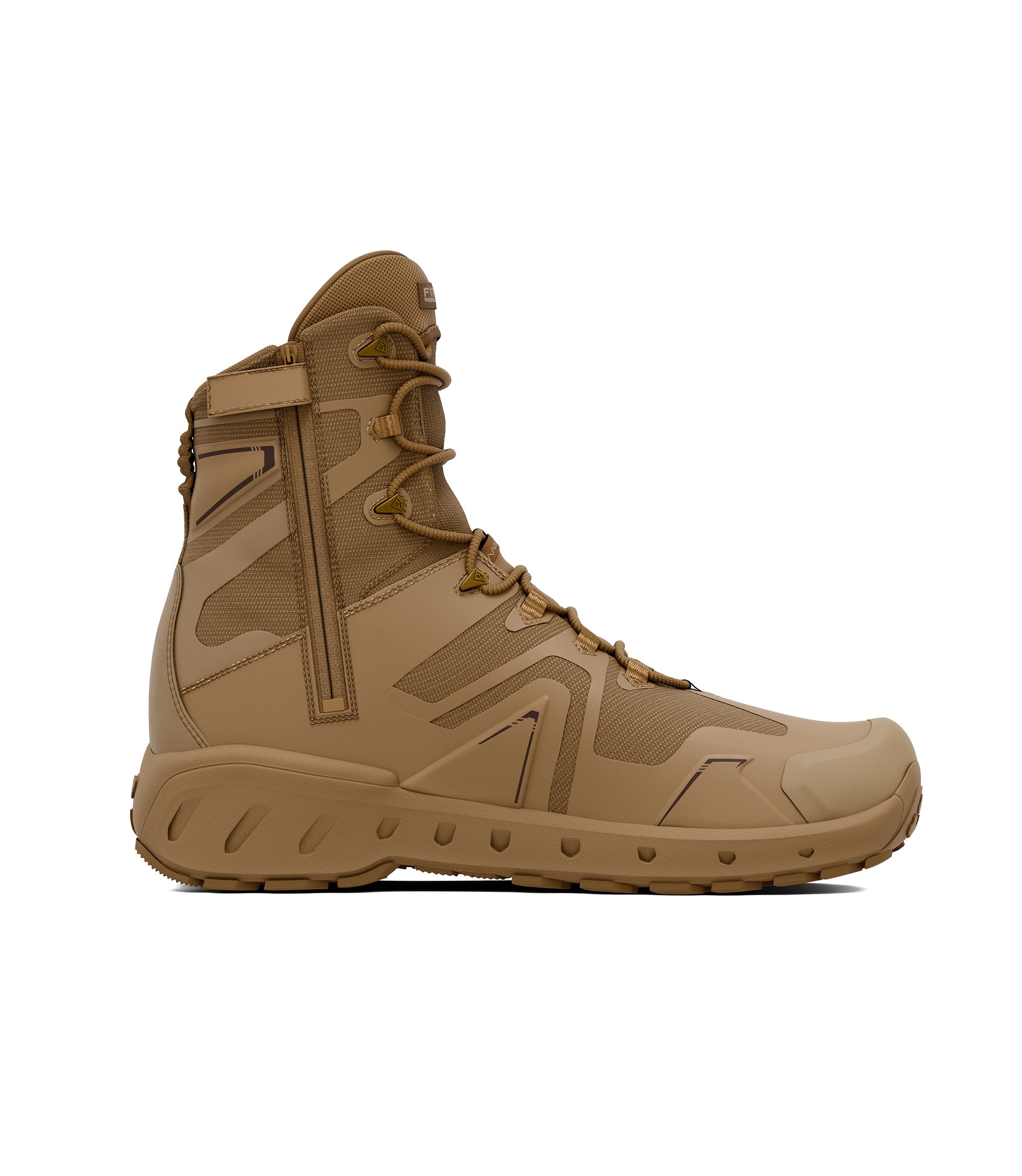 Left side view of 8 inch side-zip boot in color coyote|color_coyote