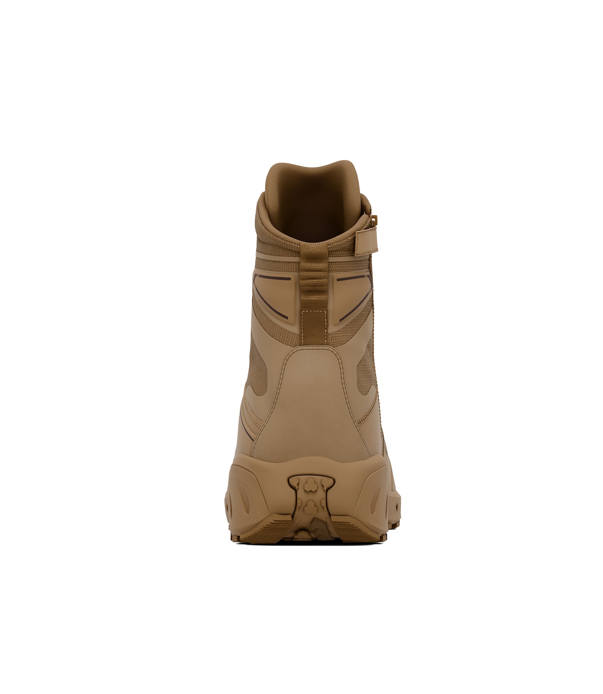 Back side view of 8 inch side-zip boot in color coyote|color_coyote