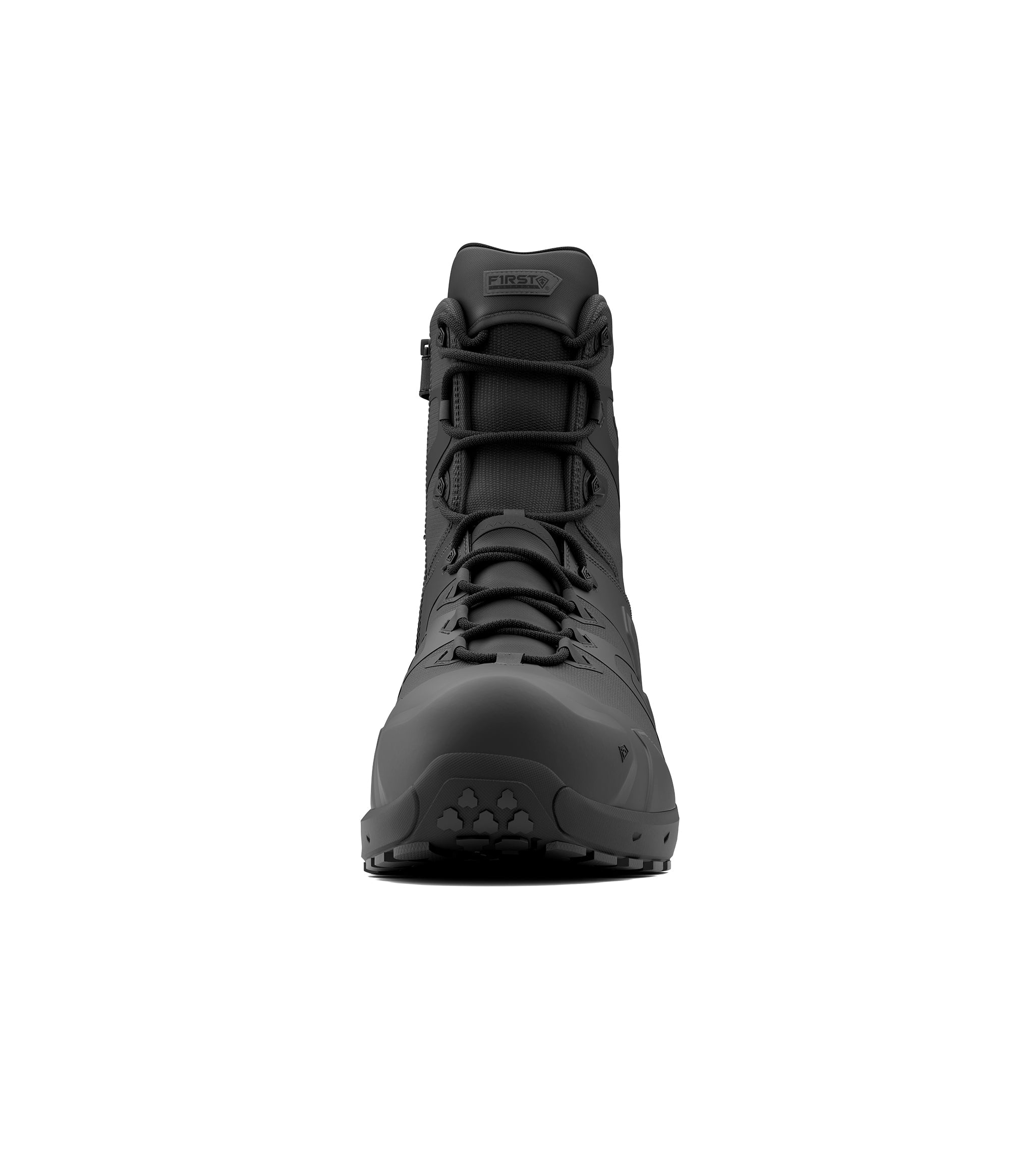 Front view photo of Men's 8" AERO-TAC Safety Toe Side-Zip Boot in black|color_black