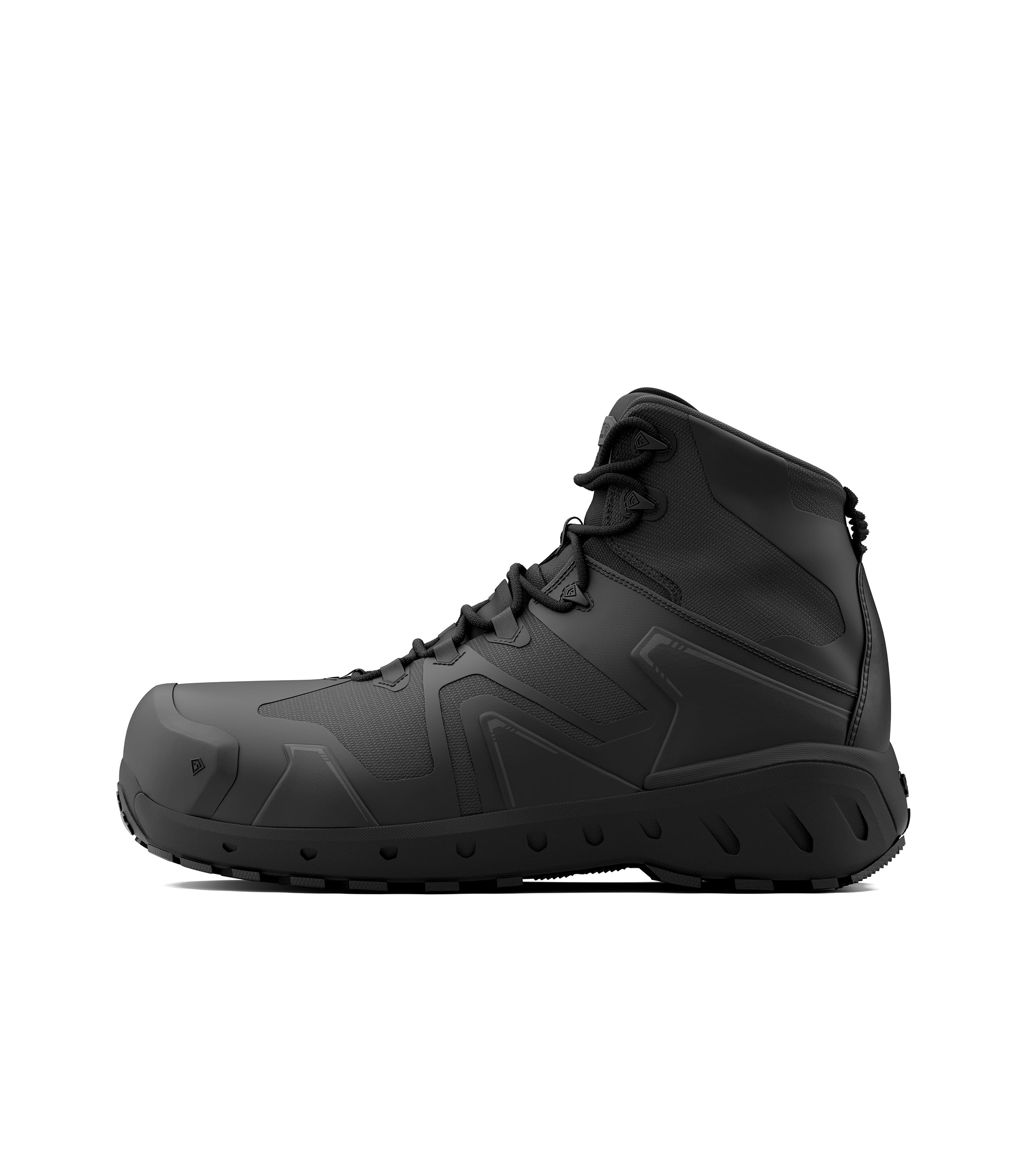Side view photo of Men's 5" AERO-TAC Safety Toe Side-Zip Mid Boot in black|color_black