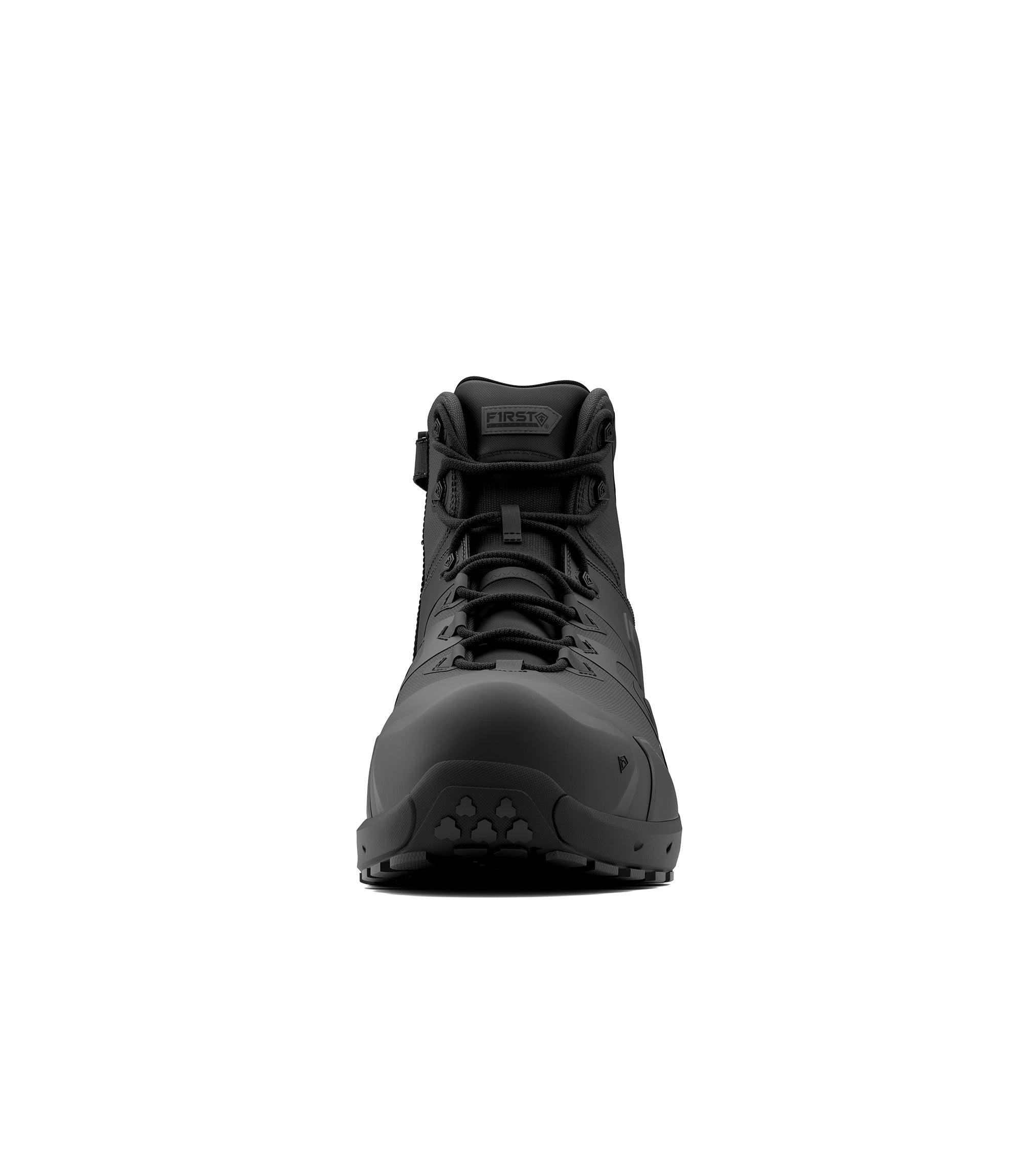 Front view photo of Men's 5" AERO-TAC Safety Toe Side-Zip Mid Boot in black|color_black