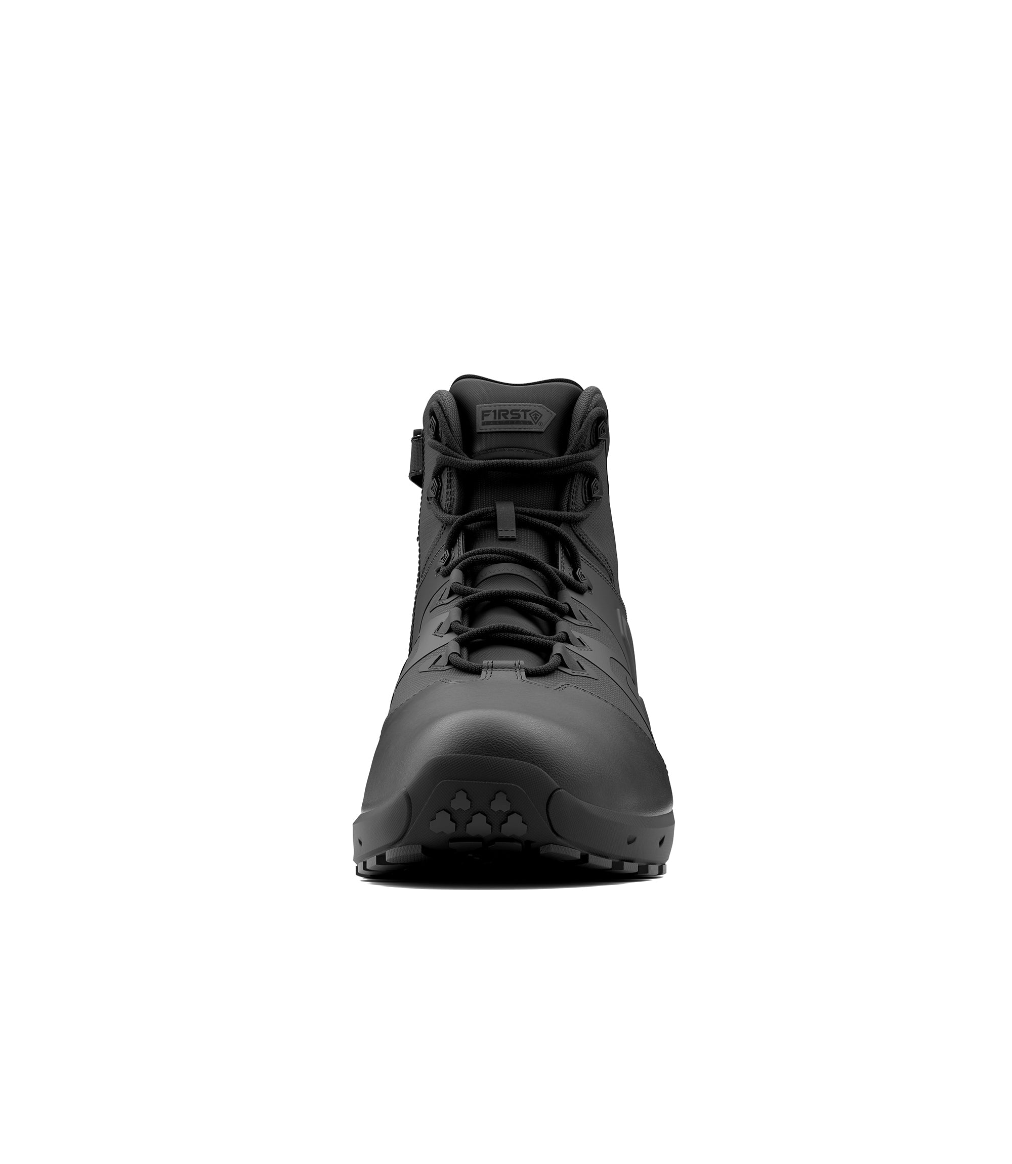 Front view of 5 inch AERO-TAC polished side-zip boot in color black|color_black